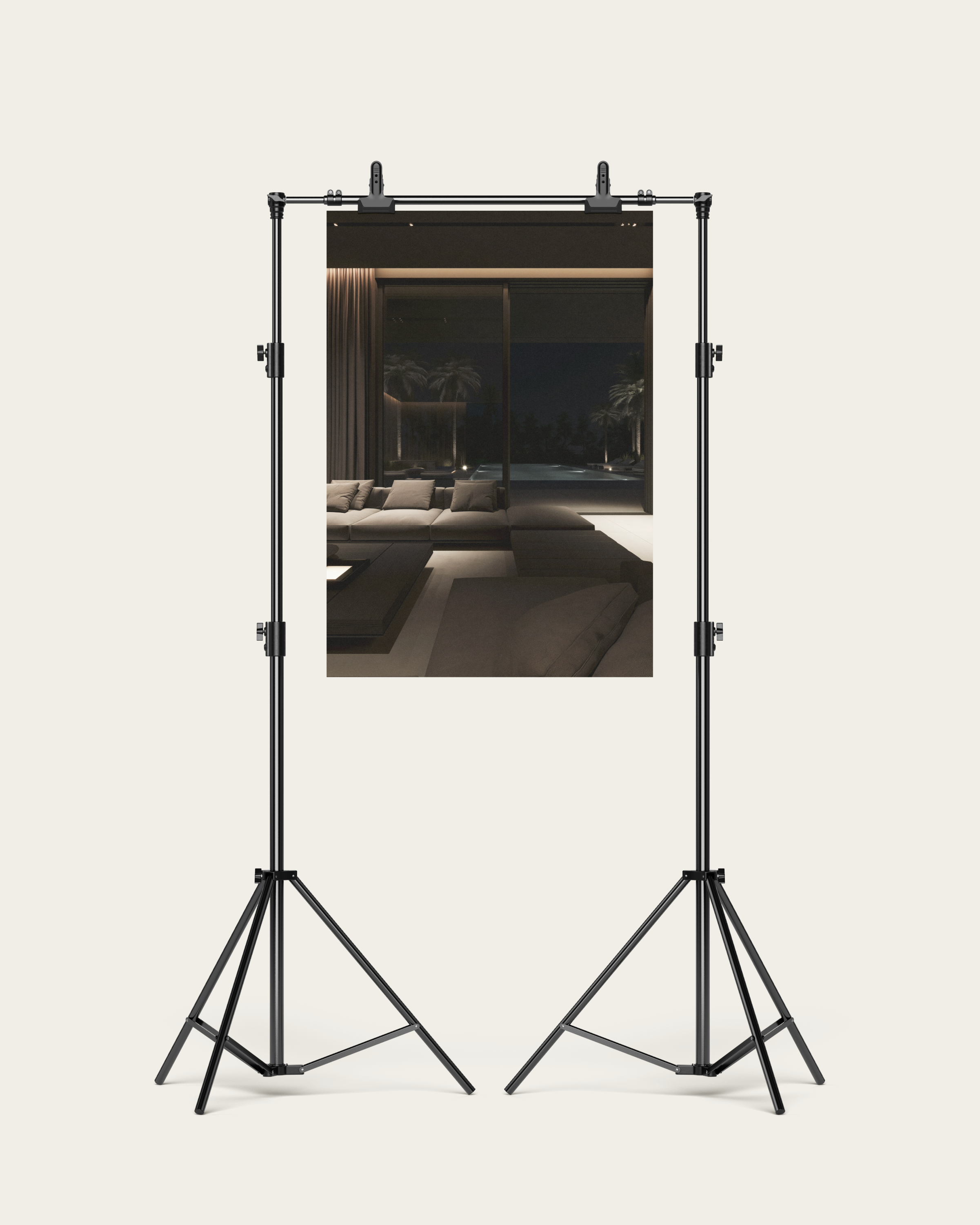 No. 00002 – Midnight Palm Residence – poster print mockup on a neutral wall.