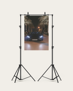 No. 00012 – The Butterfly Night – poster print mockup on a neutral wall.