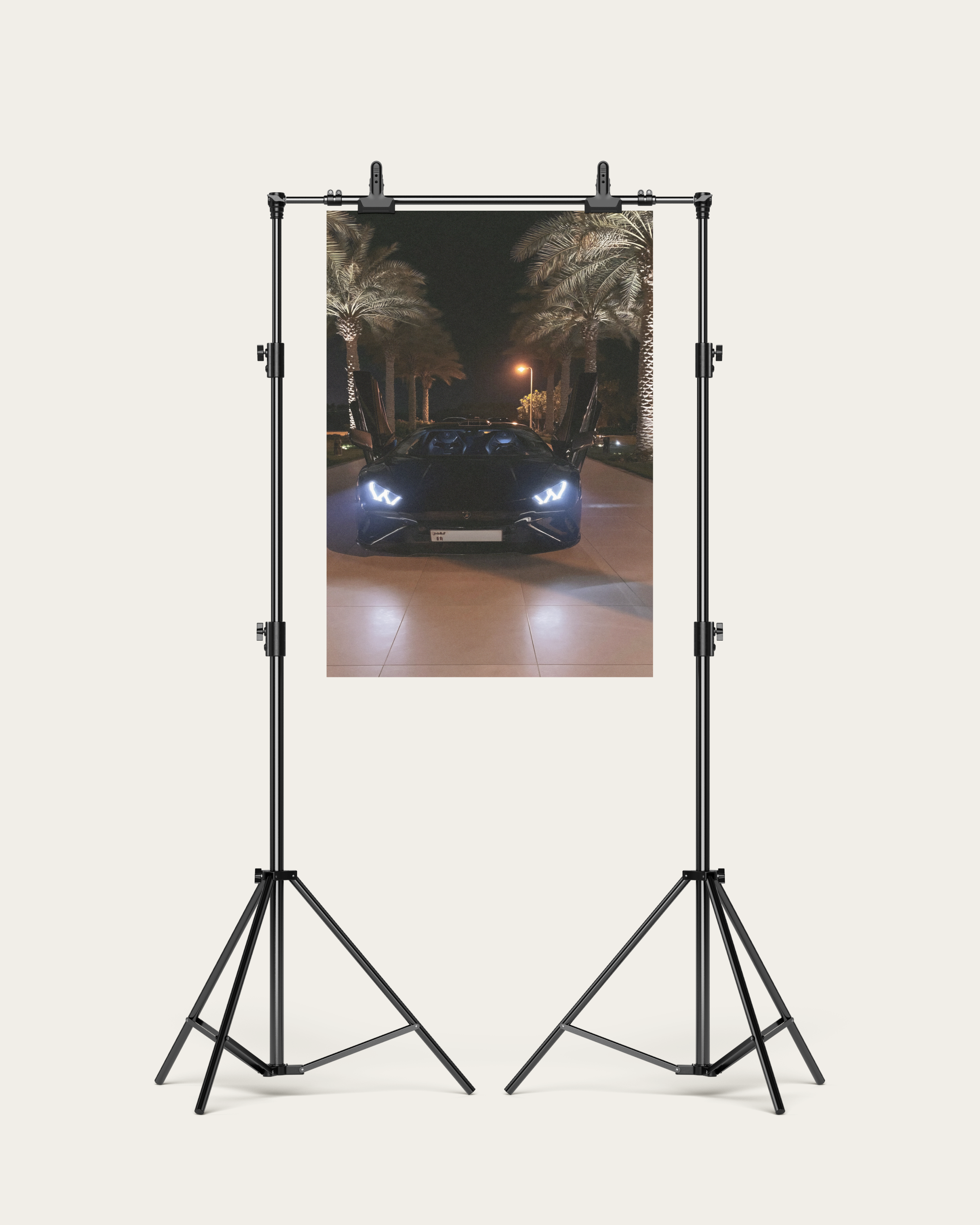 No. 00012 – The Butterfly Night – poster print mockup on a neutral wall.