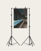 No. 00004 – The Obsidian Lap Pool – poster print mockup on a neutral wall.