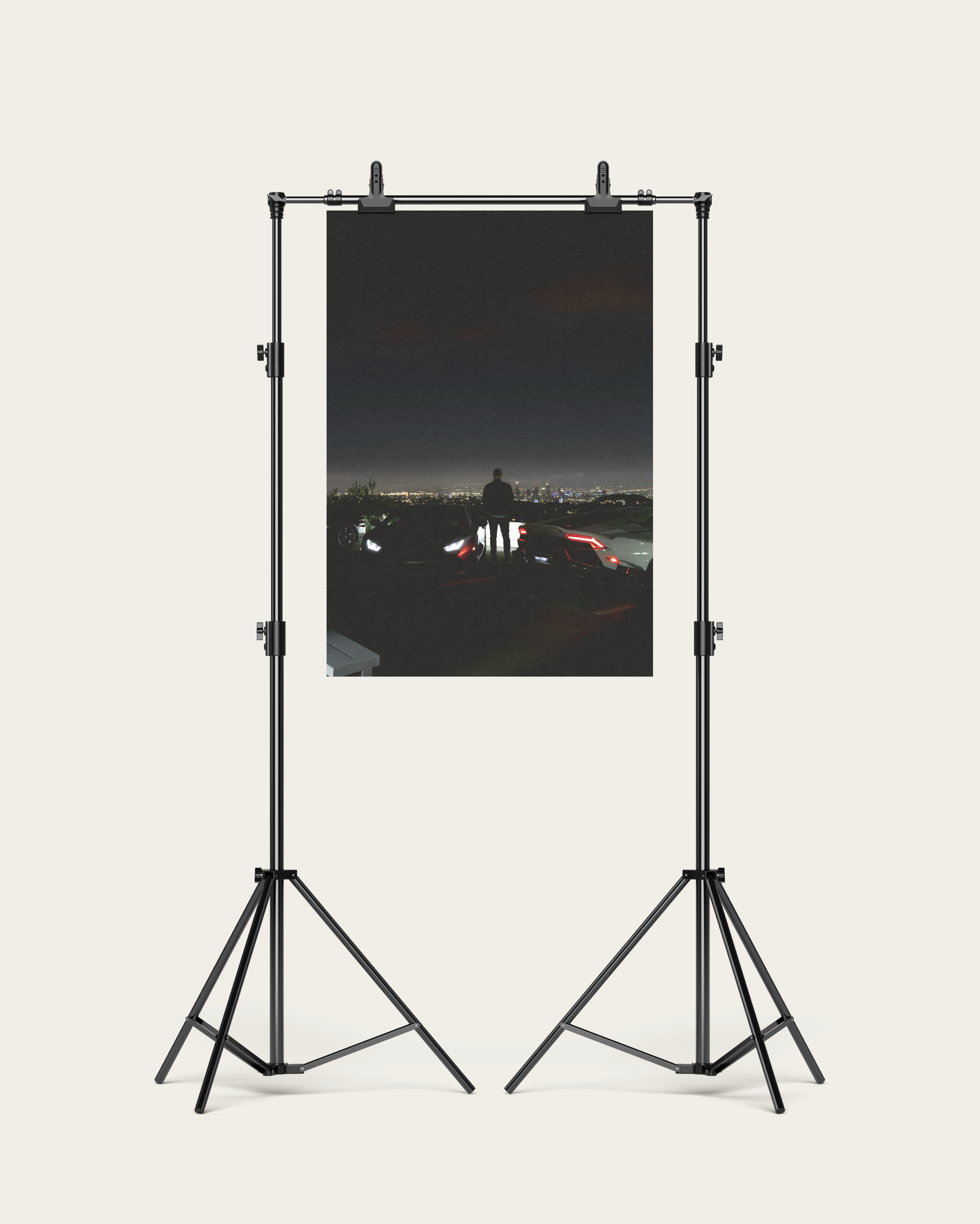 No. 00013 – The Skyline Vigil – poster print mockup on a neutral wall.