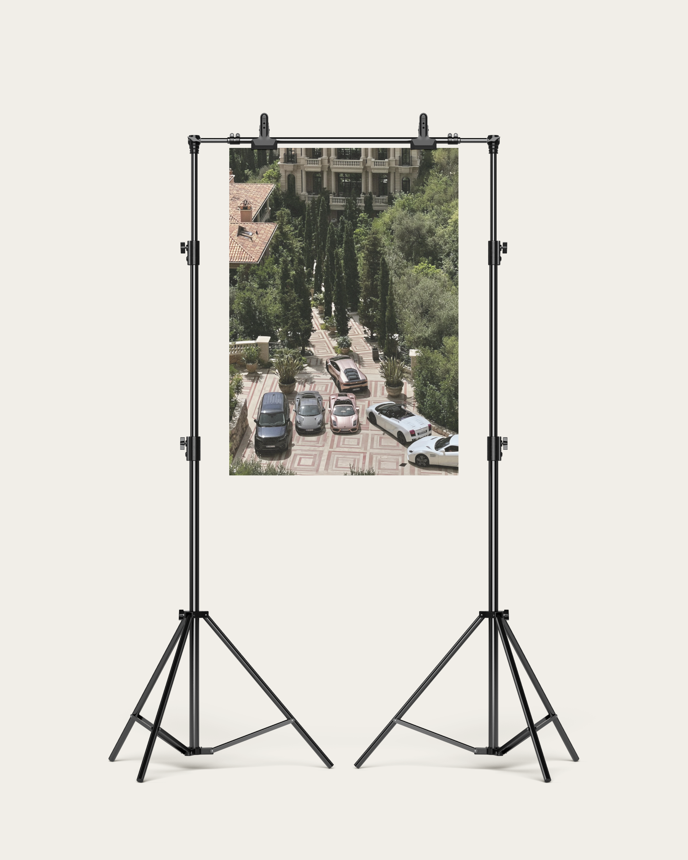 No. 00008 – The Riviera Driveway – poster print mockup on a neutral wall.