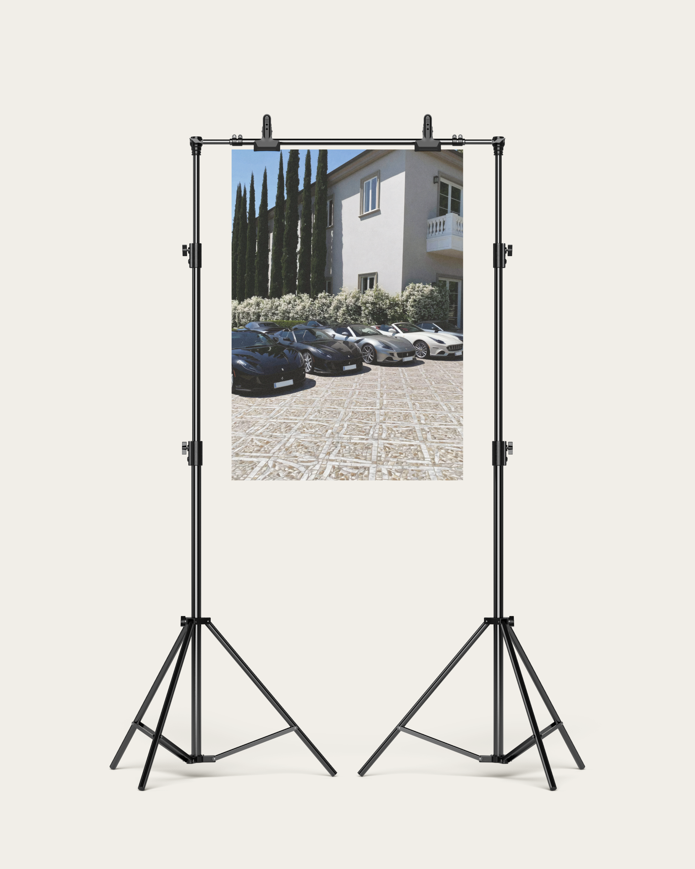 No. 00009 – The Estate Lineup – poster print mockup on a neutral wall.
