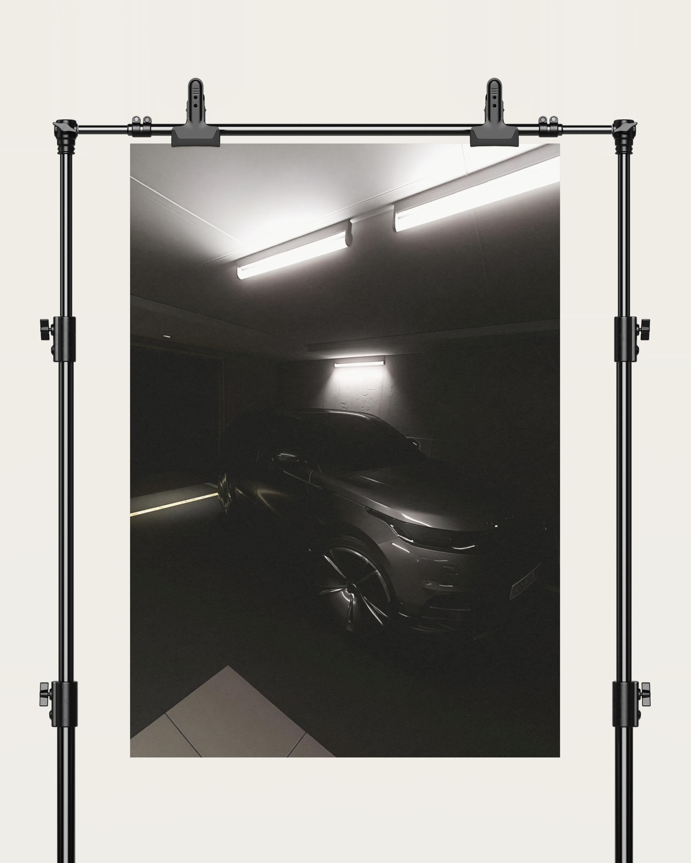 No. 00005 – Private Reserve Garage – poster print mockup on a neutral wall.