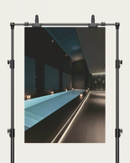 No. 00004 – The Obsidian Lap Pool – poster print mockup on a neutral wall.