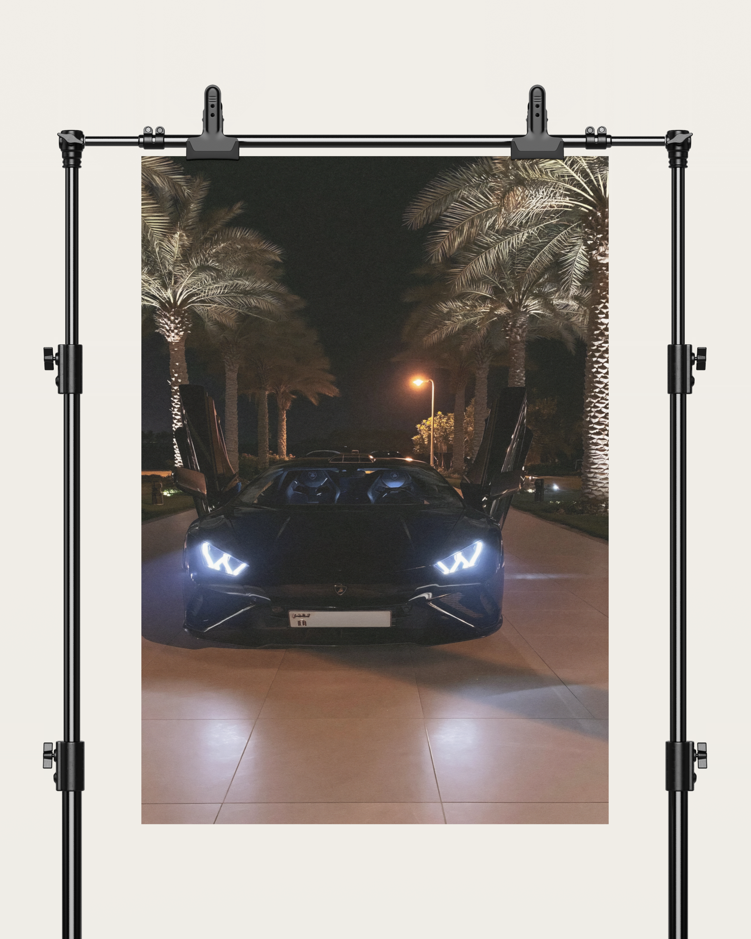 No. 00012 – The Butterfly Night – poster print mockup on a neutral wall.