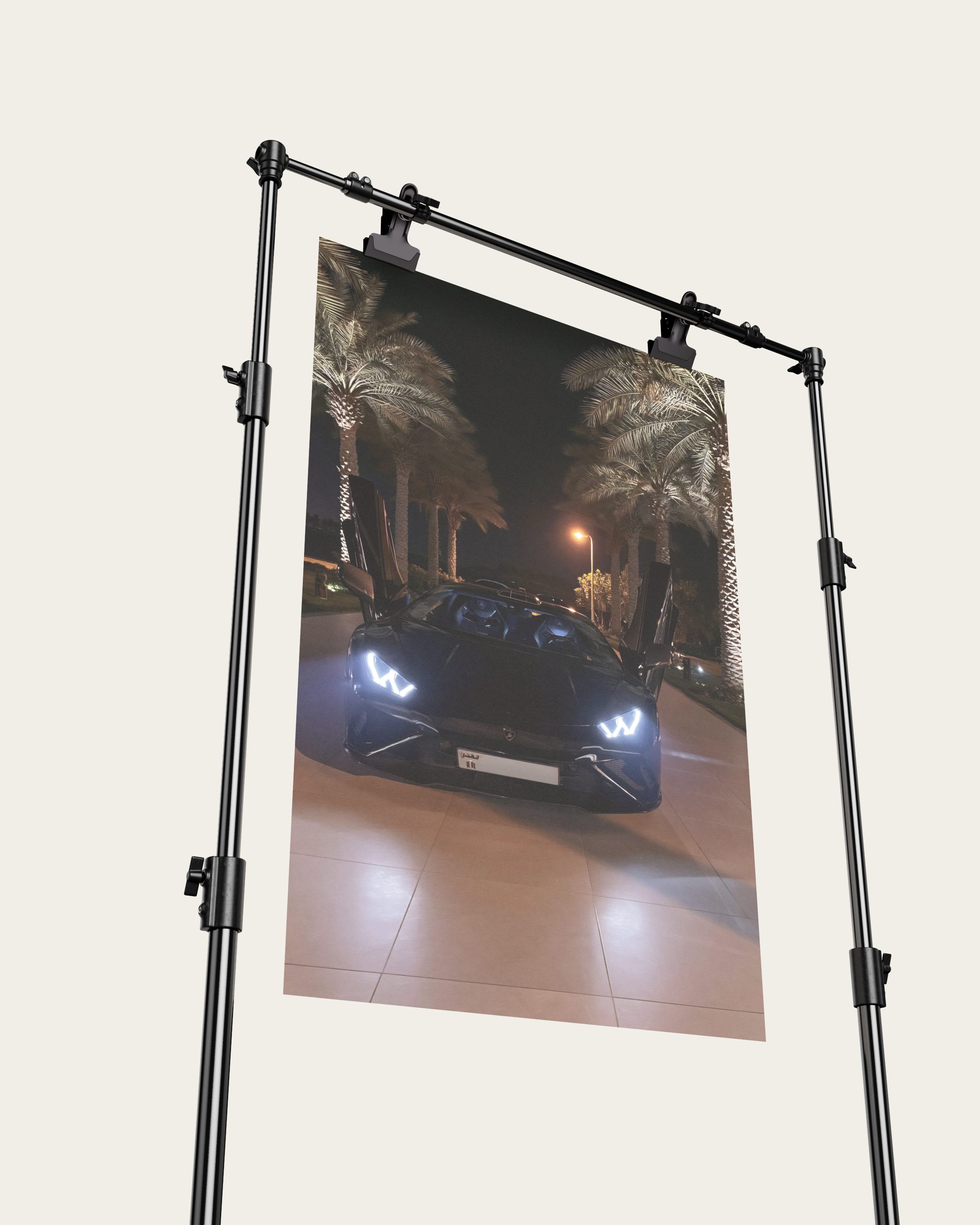 No. 00012 – The Butterfly Night – poster print mockup on a neutral wall.