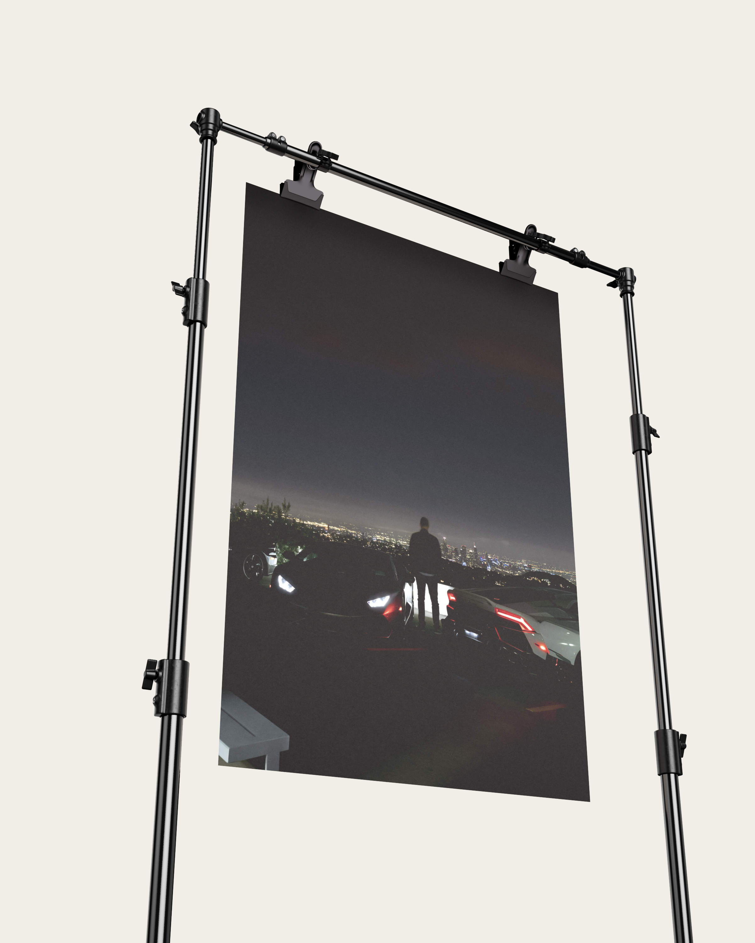 No. 00013 – The Skyline Vigil – poster print mockup on a neutral wall.