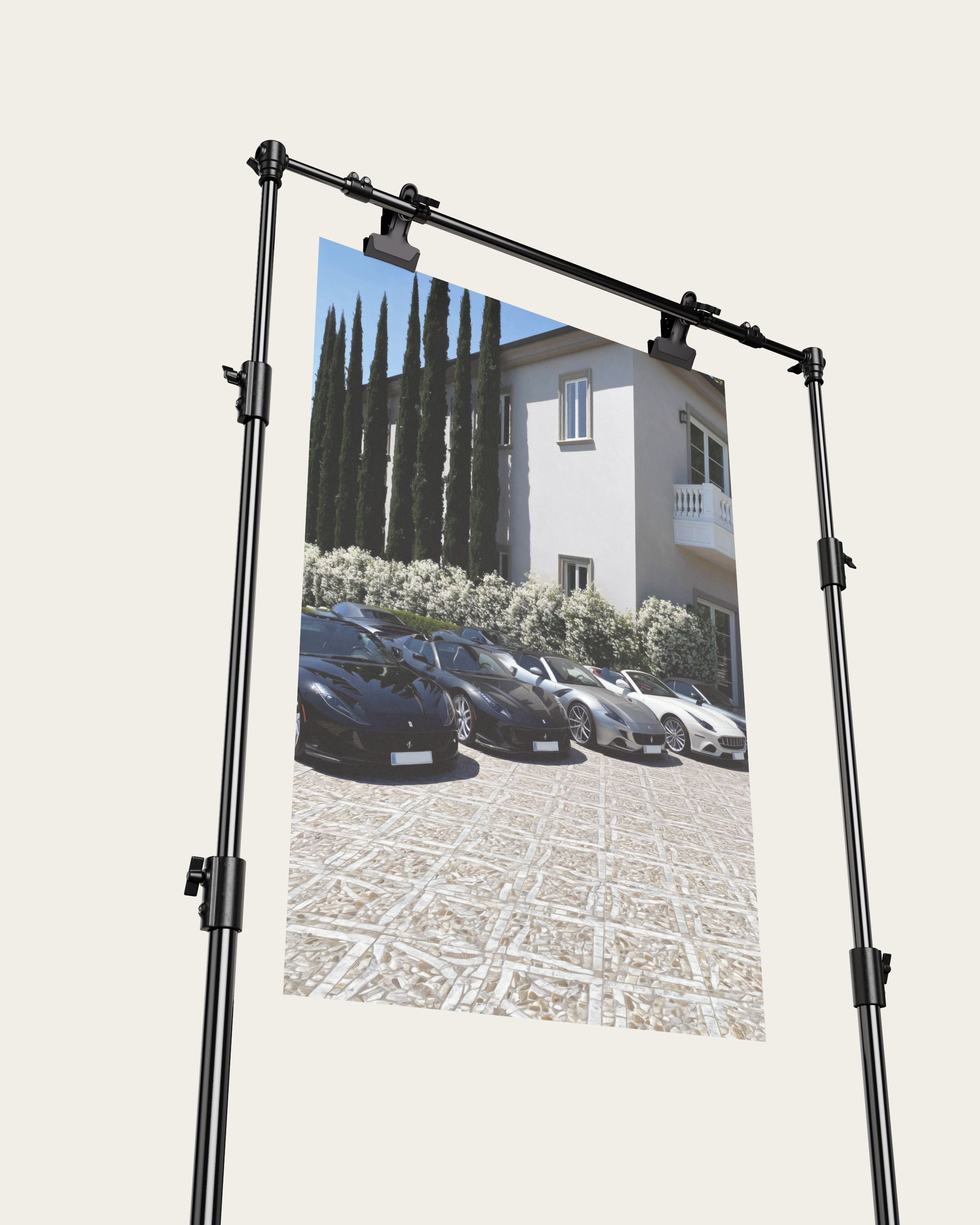 No. 00009 – The Estate Lineup – poster print mockup on a neutral wall.