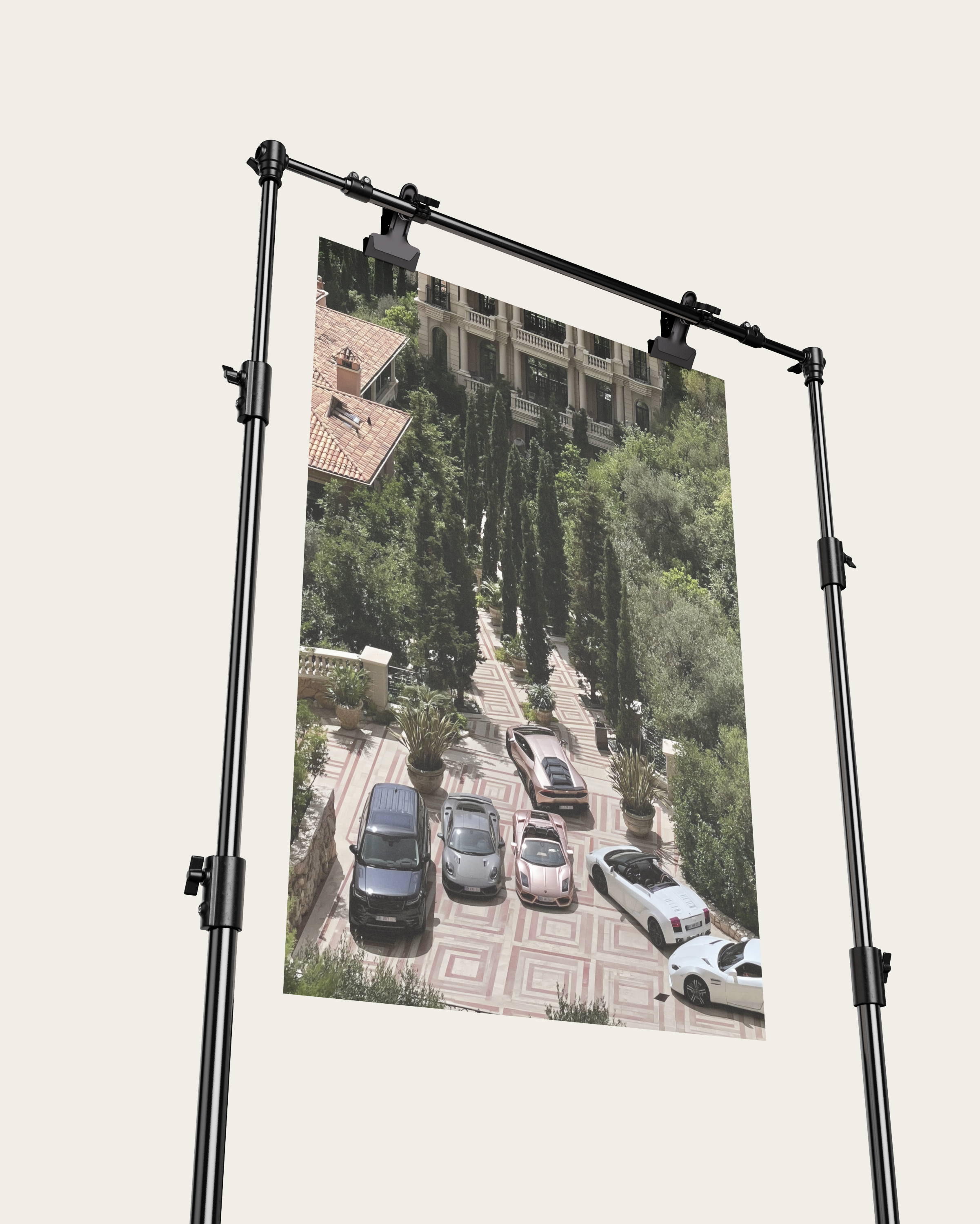 No. 00008 – The Riviera Driveway – poster print mockup on a neutral wall.