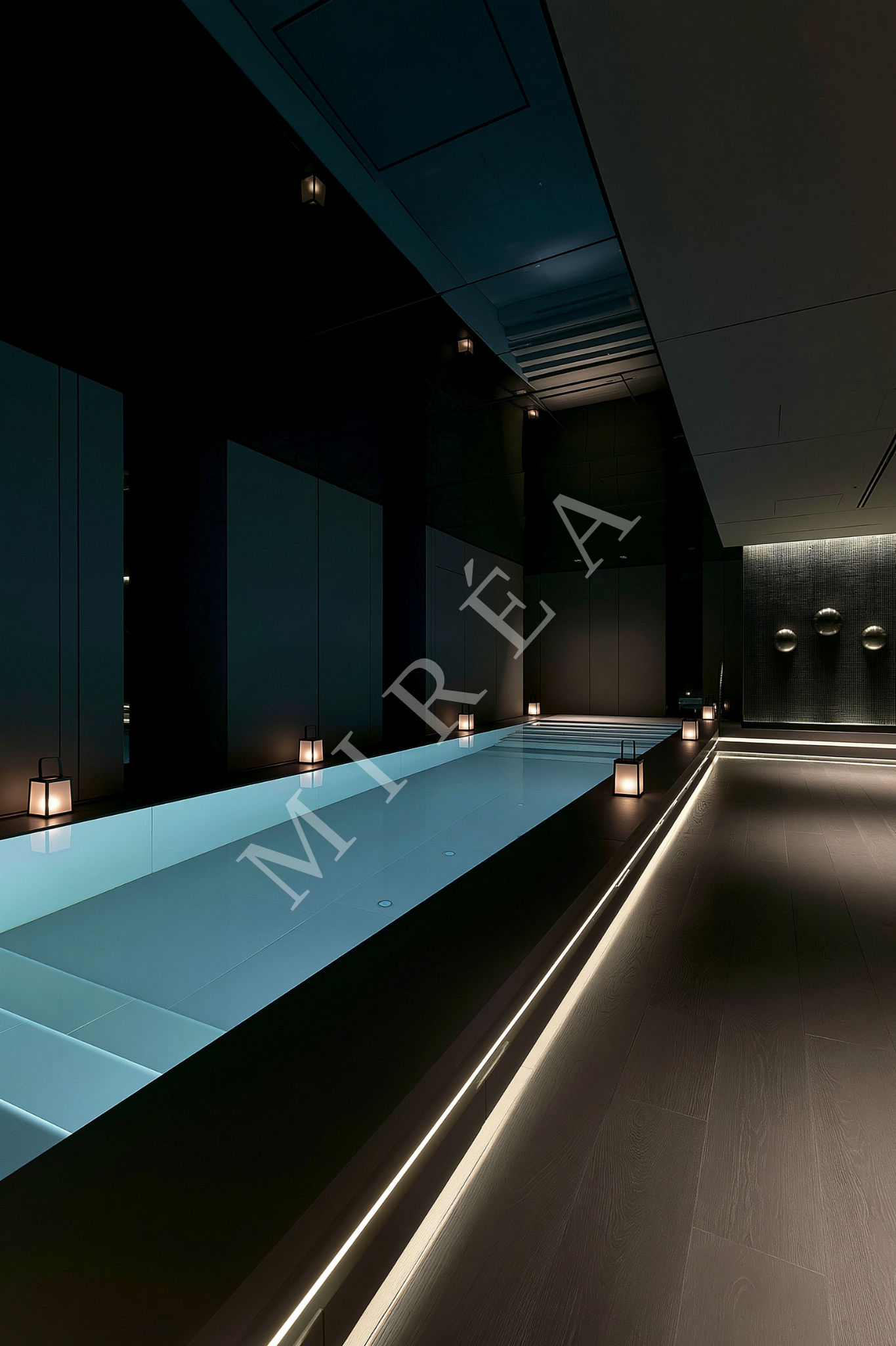 No. 00004 – The Obsidian Lap Pool – digital artwork preview in vertical 2:3 format.