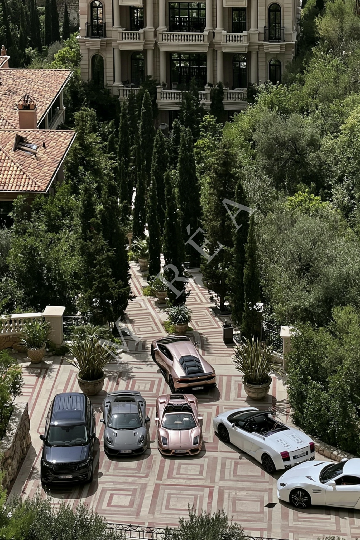 No. 00008 – The Riviera Driveway – digital artwork preview in vertical 2:3 format.