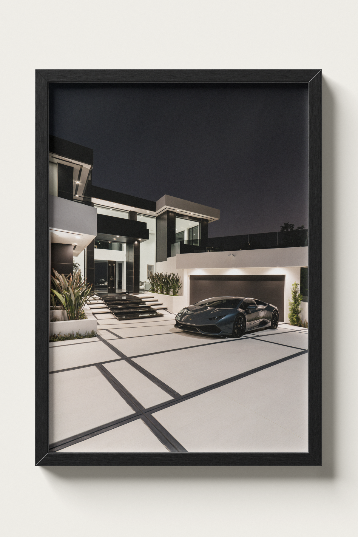 No. 00014 – The Night Residence – framed print mockup in a calm modern interior.