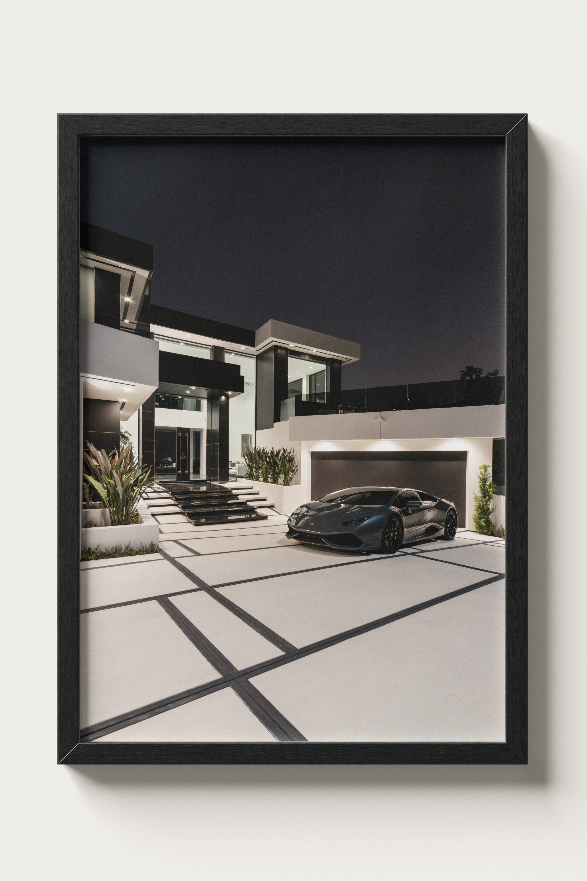 No. 00014 – The Night Residence – framed print mockup in a calm modern interior.