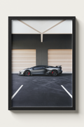 No. 00015 – The Grey Hangar – framed print mockup in a calm modern interior.