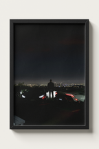 No. 00013 – The Skyline Vigil – framed print mockup in a calm modern interior.