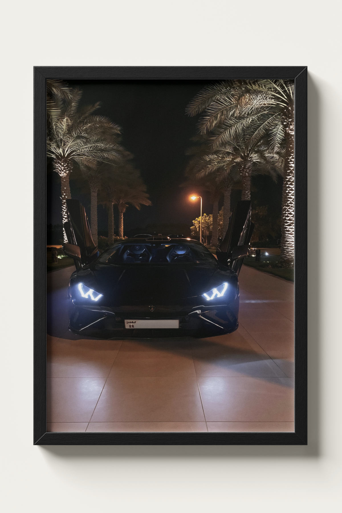 No. 00012 – The Butterfly Night – framed print mockup in a calm modern interior.