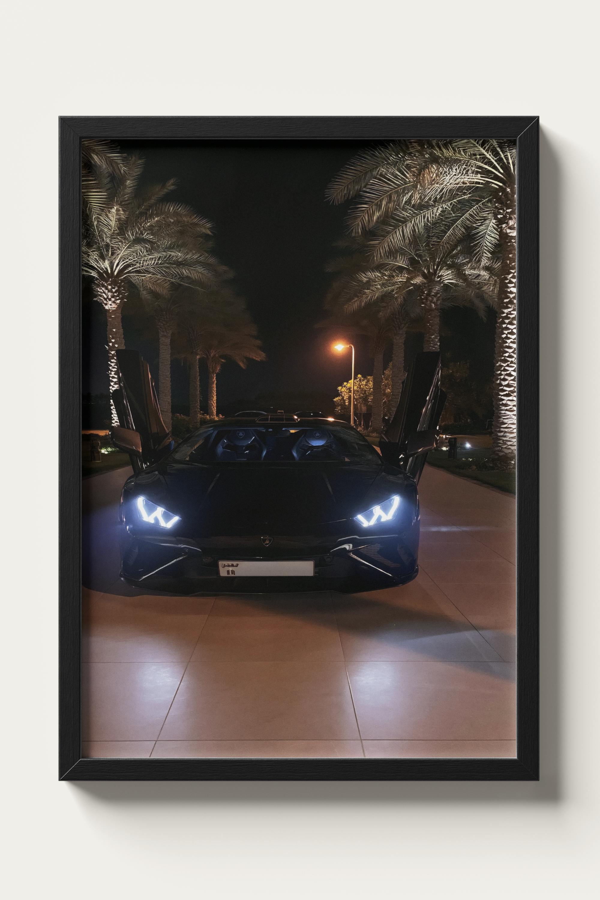 No. 00012 – The Butterfly Night – framed print mockup in a calm modern interior.