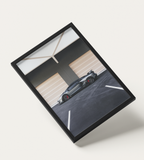 No. 00015 – The Grey Hangar – framed print mockup in a calm modern interior.