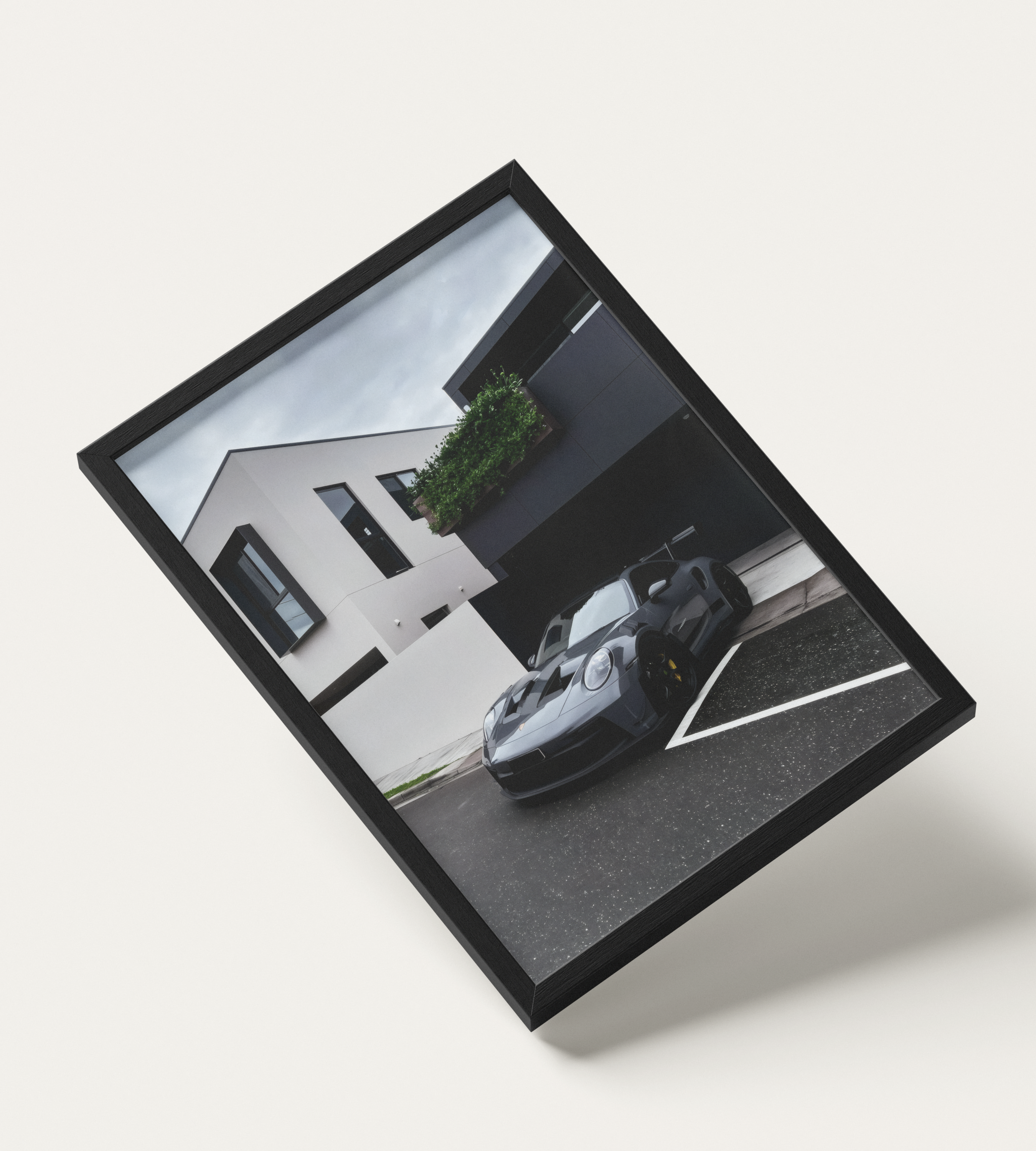 No. 00010 – The Grey Street Coupe – framed print mockup in a calm modern interior.