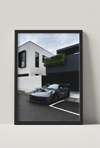 No. 00010 – The Grey Street Coupe – framed print mockup in a calm modern interior.