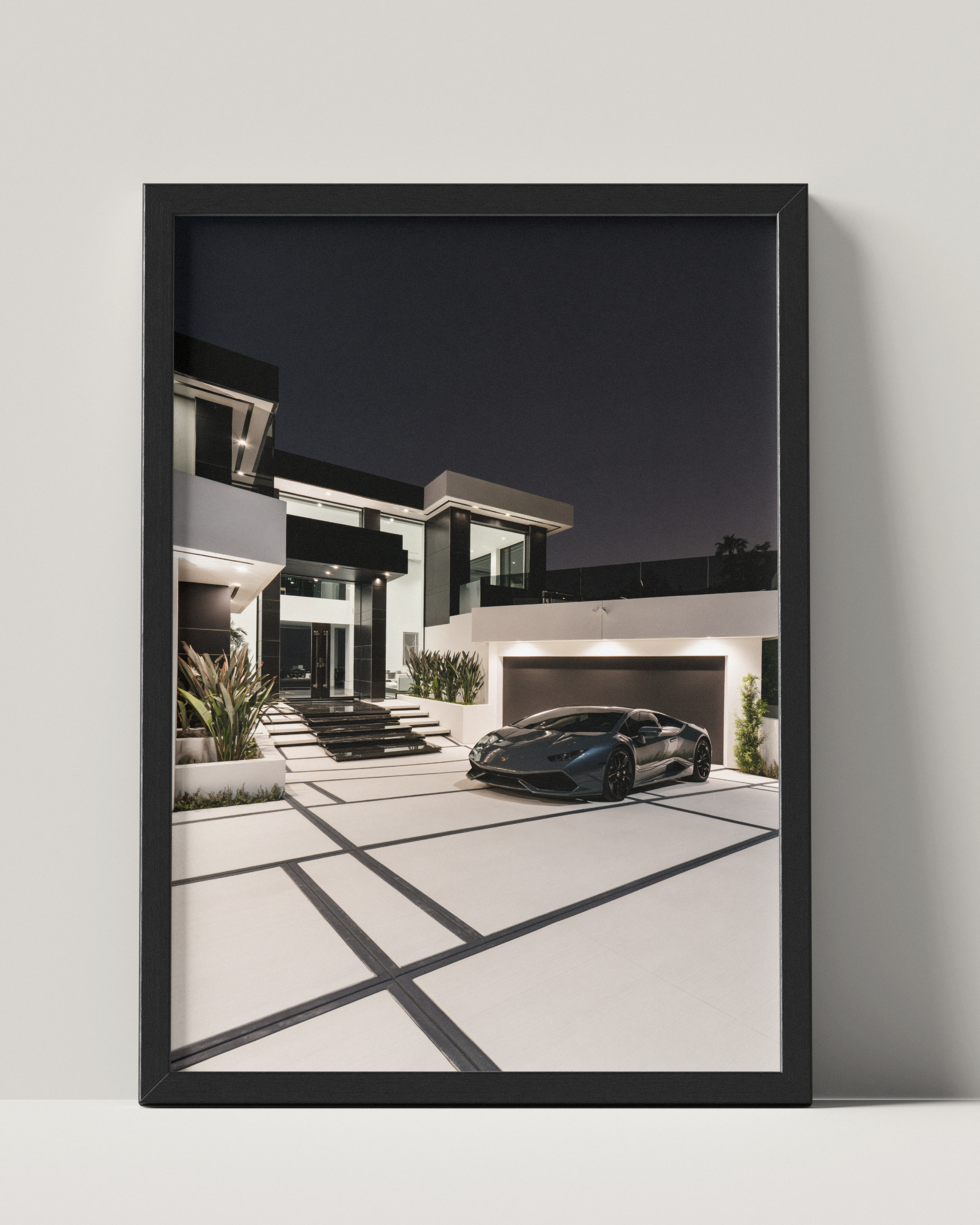 No. 00014 – The Night Residence – framed print mockup in a calm modern interior.