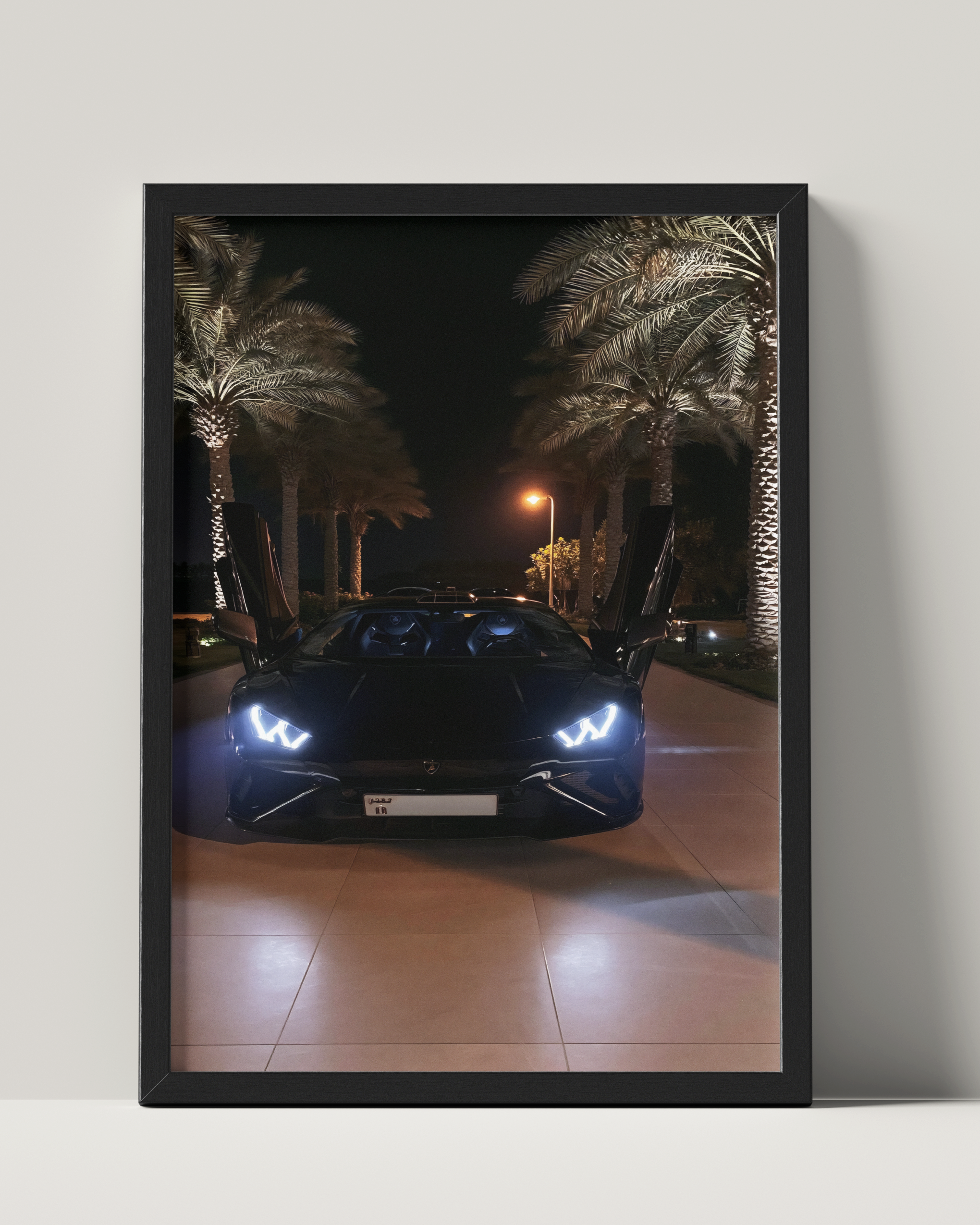 No. 00012 – The Butterfly Night – framed print mockup in a calm modern interior.