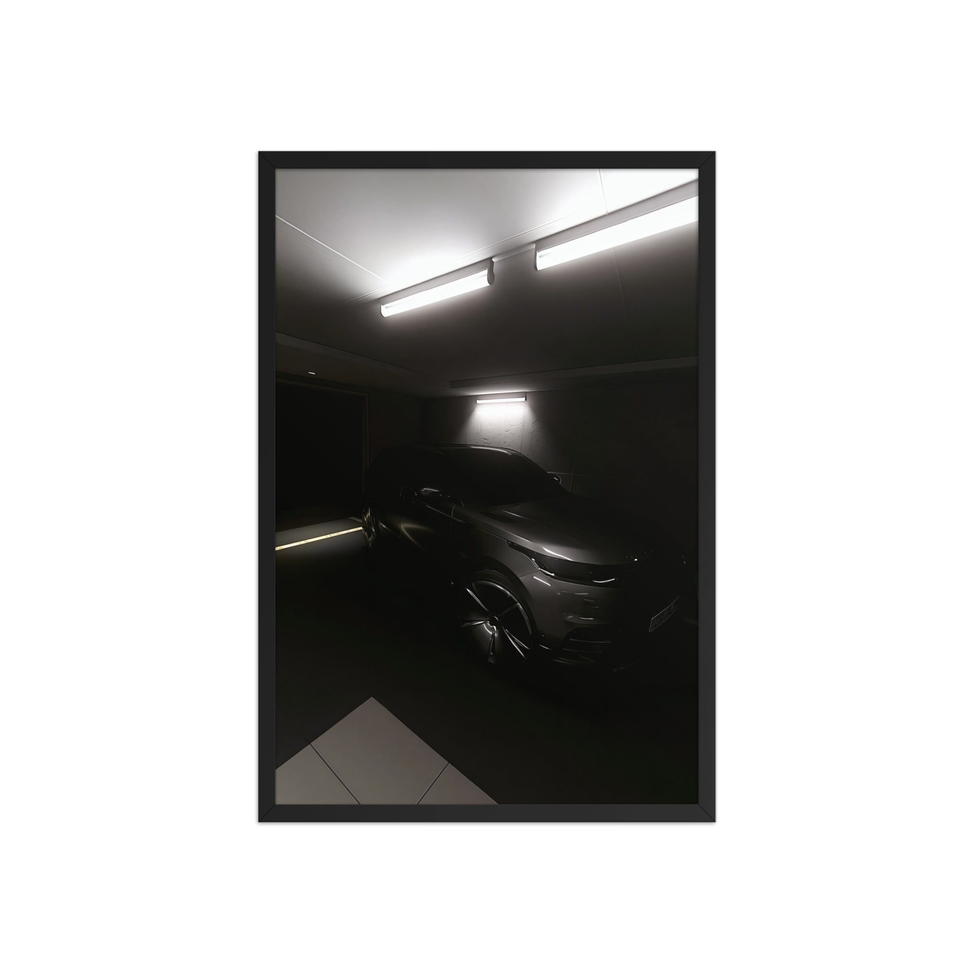No. 00005 – Private Reserve Garage – framed print mockup in a calm modern interior.