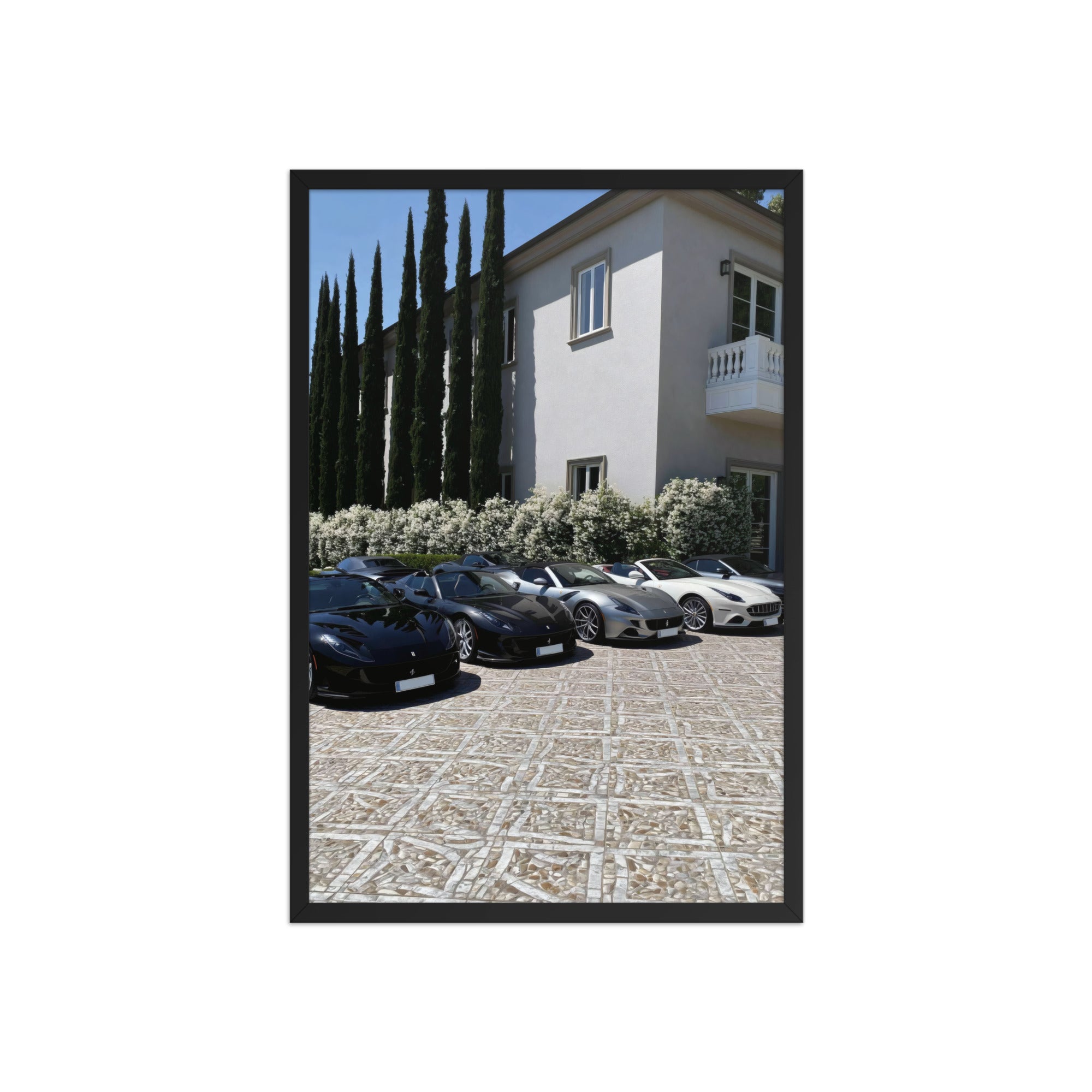 No. 00009 – The Estate Lineup – framed print mockup in a calm modern interior.