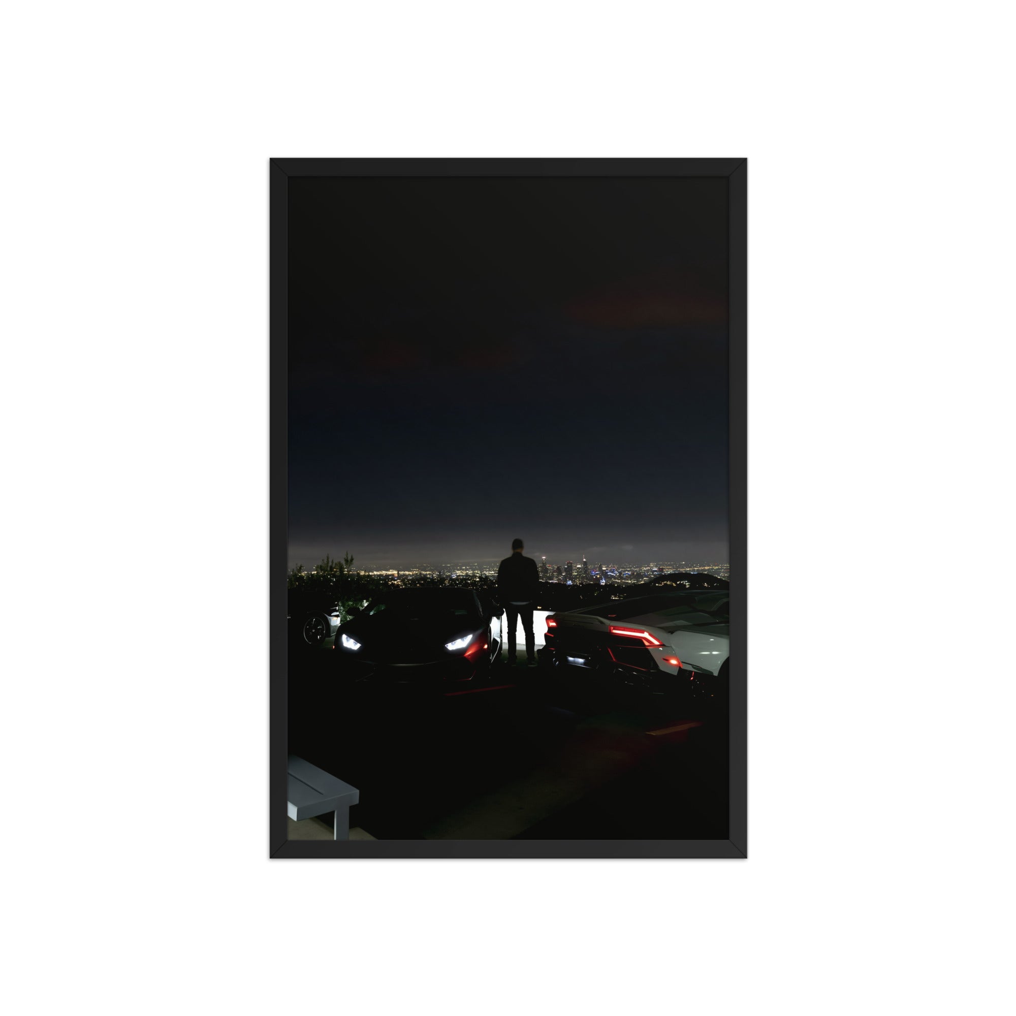 No. 00013 – The Skyline Vigil – framed print mockup in a calm modern interior.