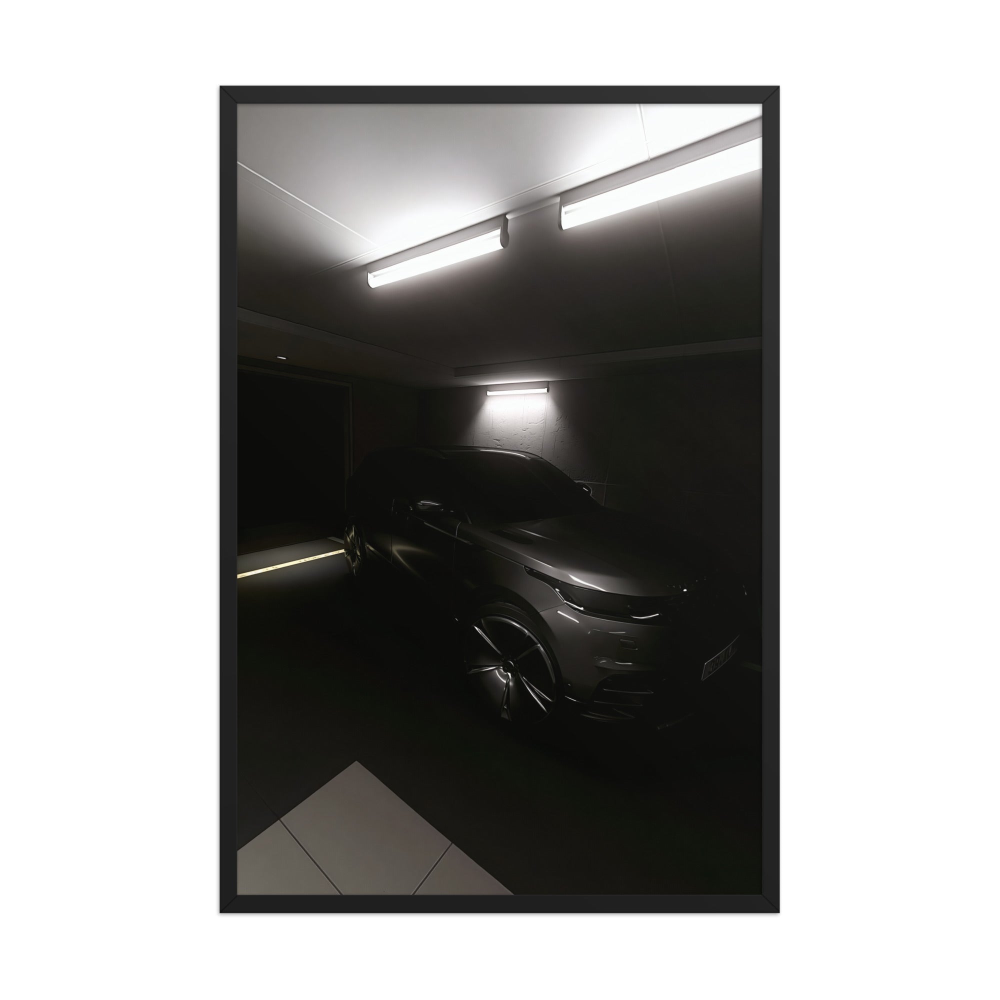 No. 00005 – Private Reserve Garage – framed print mockup in a calm modern interior.