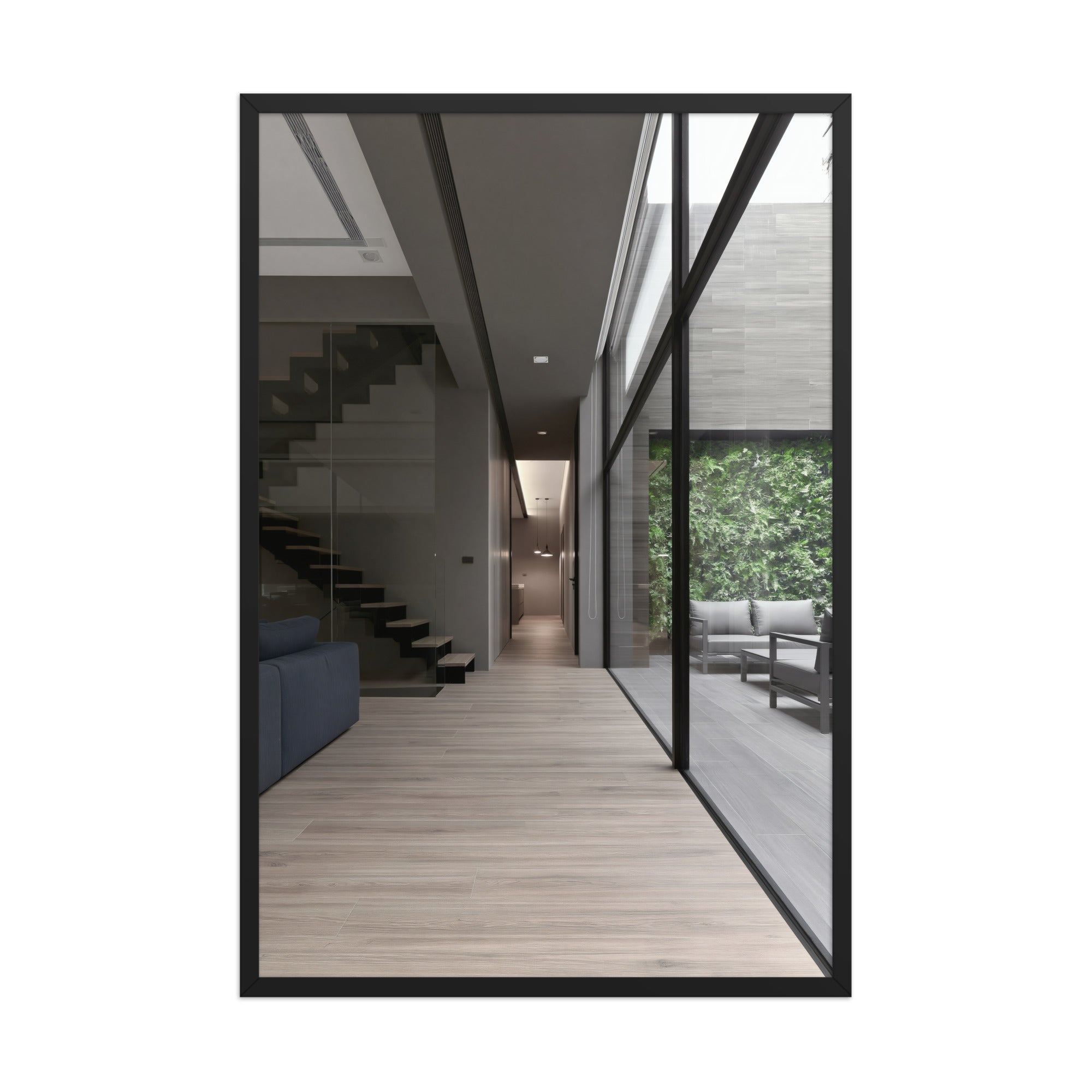 No. 00006 – The Ivy Court Passage – framed print mockup in a calm modern interior.