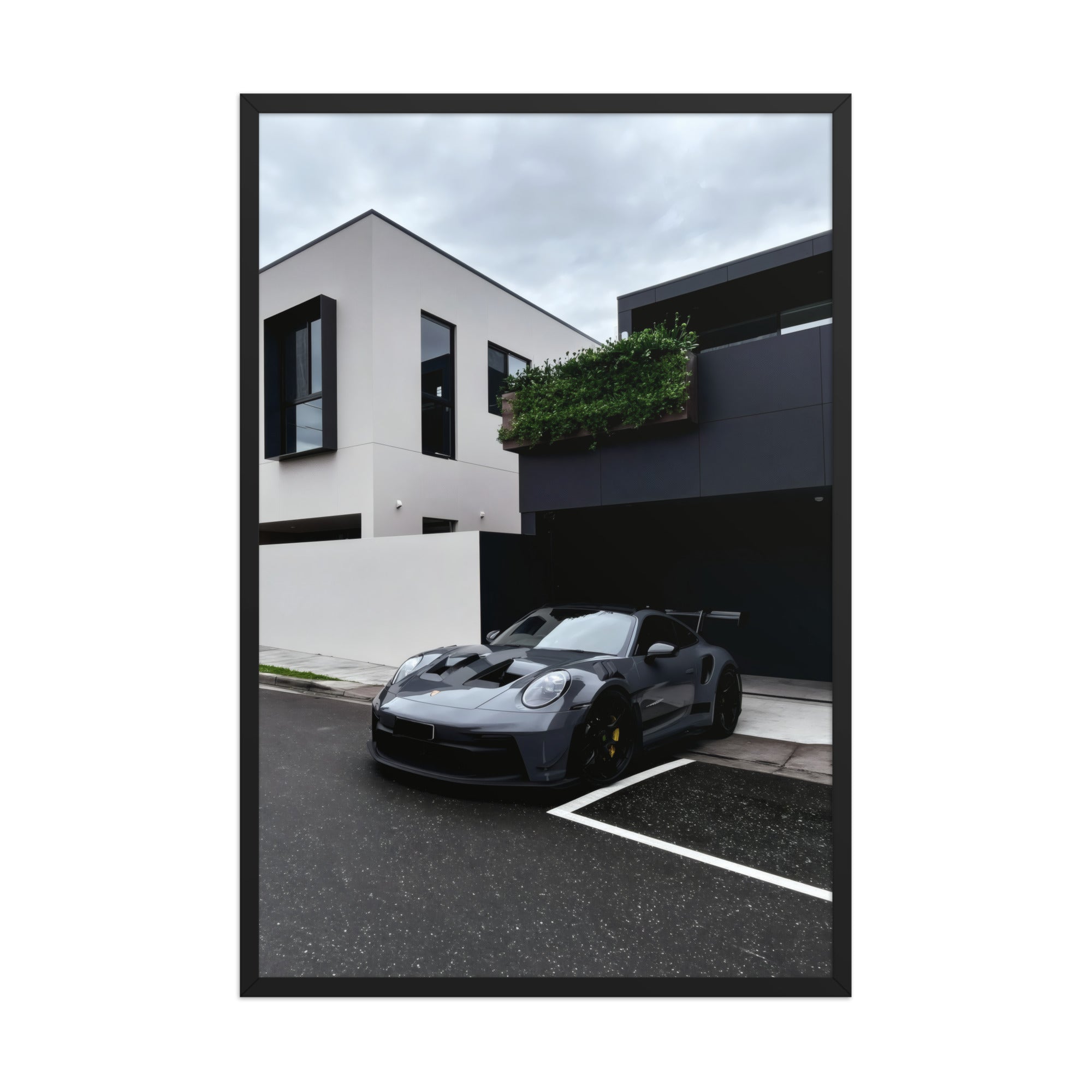 No. 00010 – The Grey Street Coupe – framed print mockup in a calm modern interior.