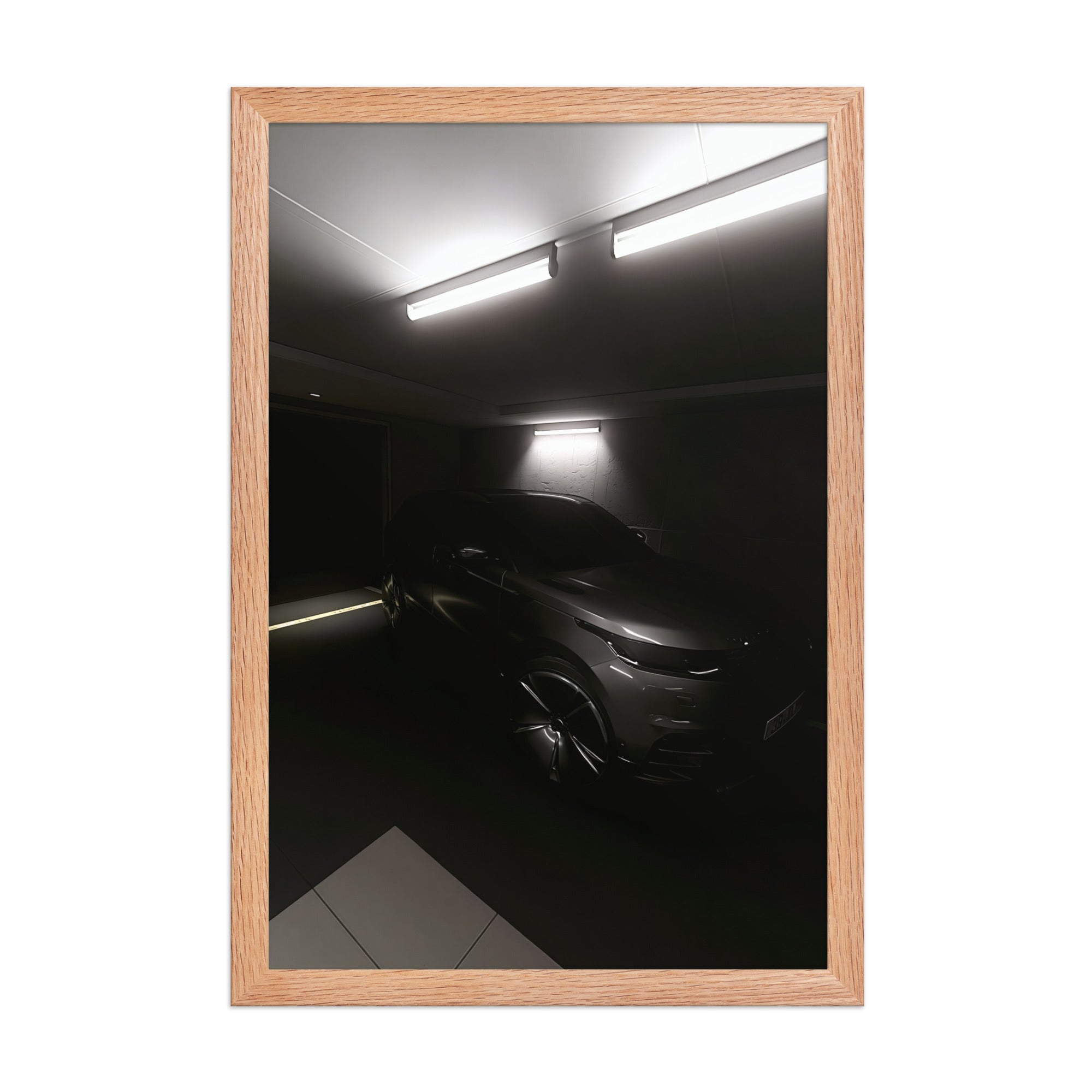 No. 00005 – Private Reserve Garage – framed print mockup in a calm modern interior.