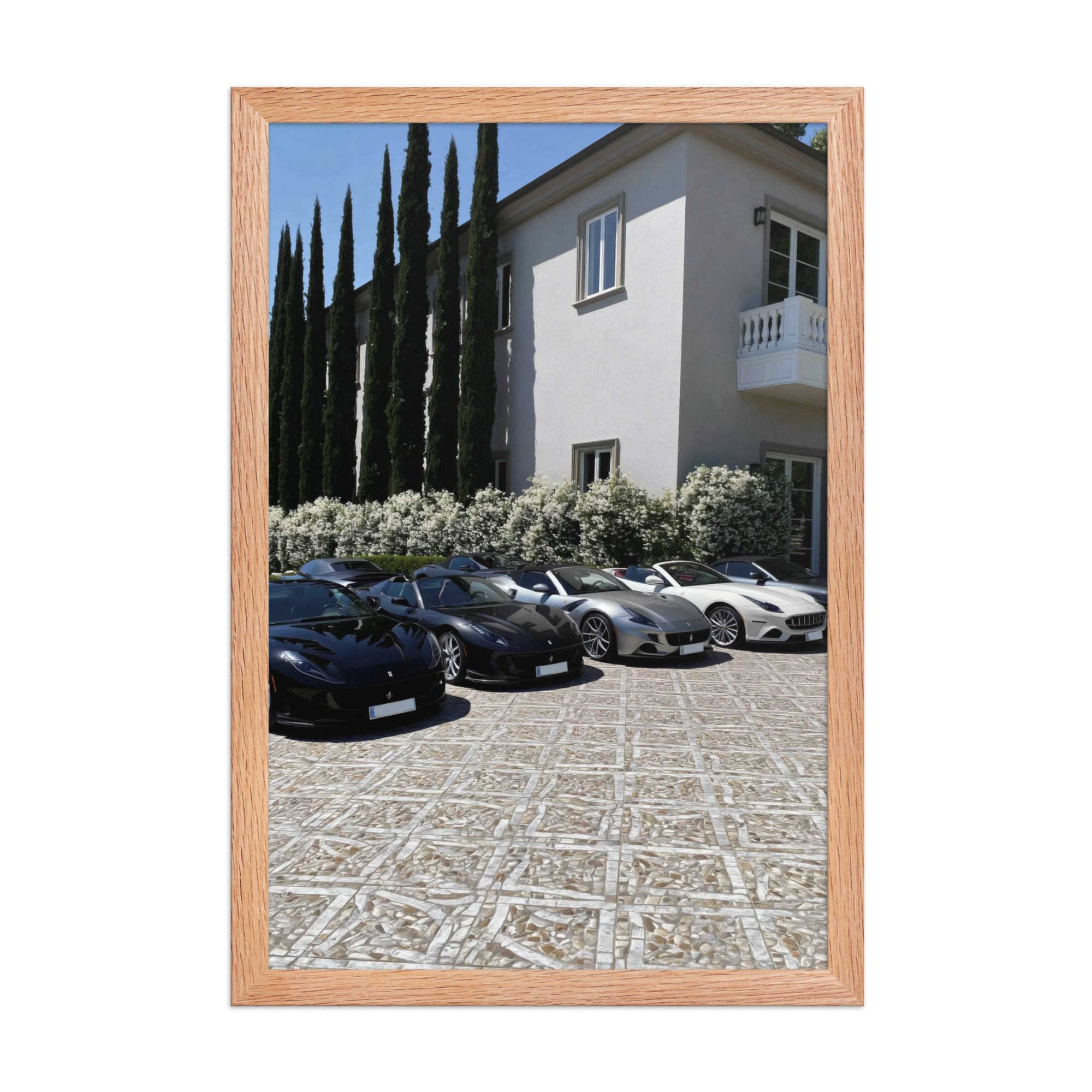 No. 00009 – The Estate Lineup – framed print mockup in a calm modern interior.