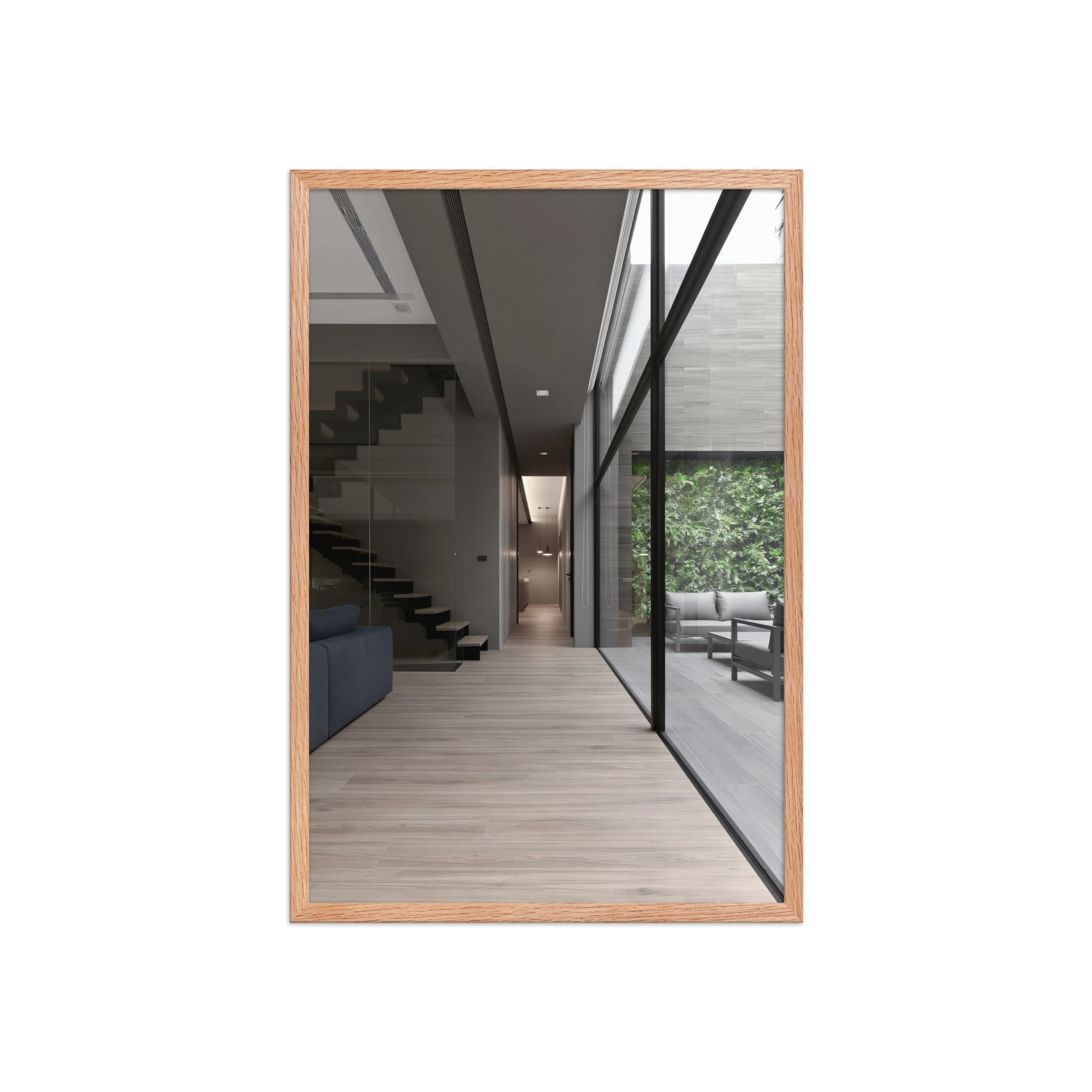 No. 00006 – The Ivy Court Passage – framed print mockup in a calm modern interior.