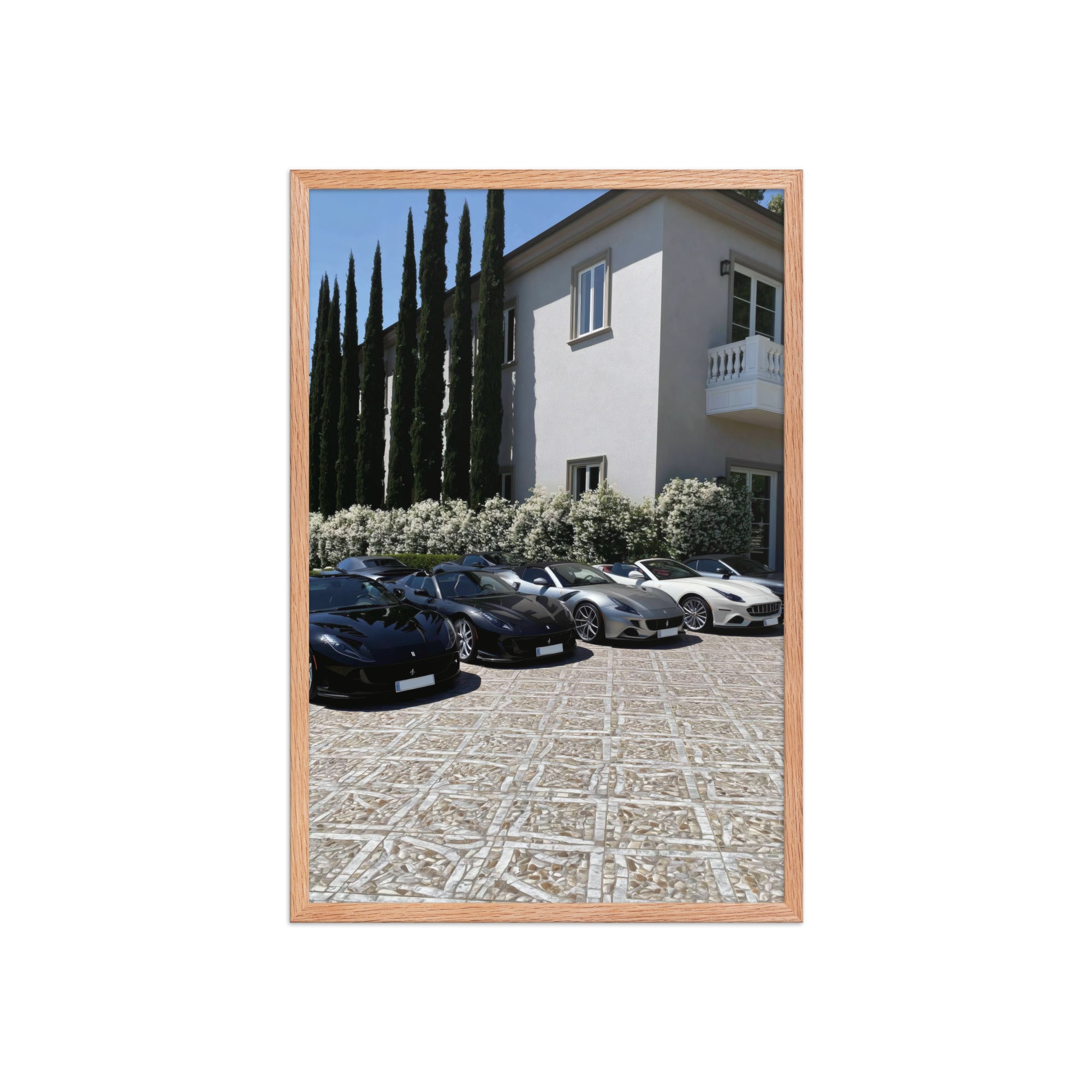 No. 00009 – The Estate Lineup – framed print mockup in a calm modern interior.