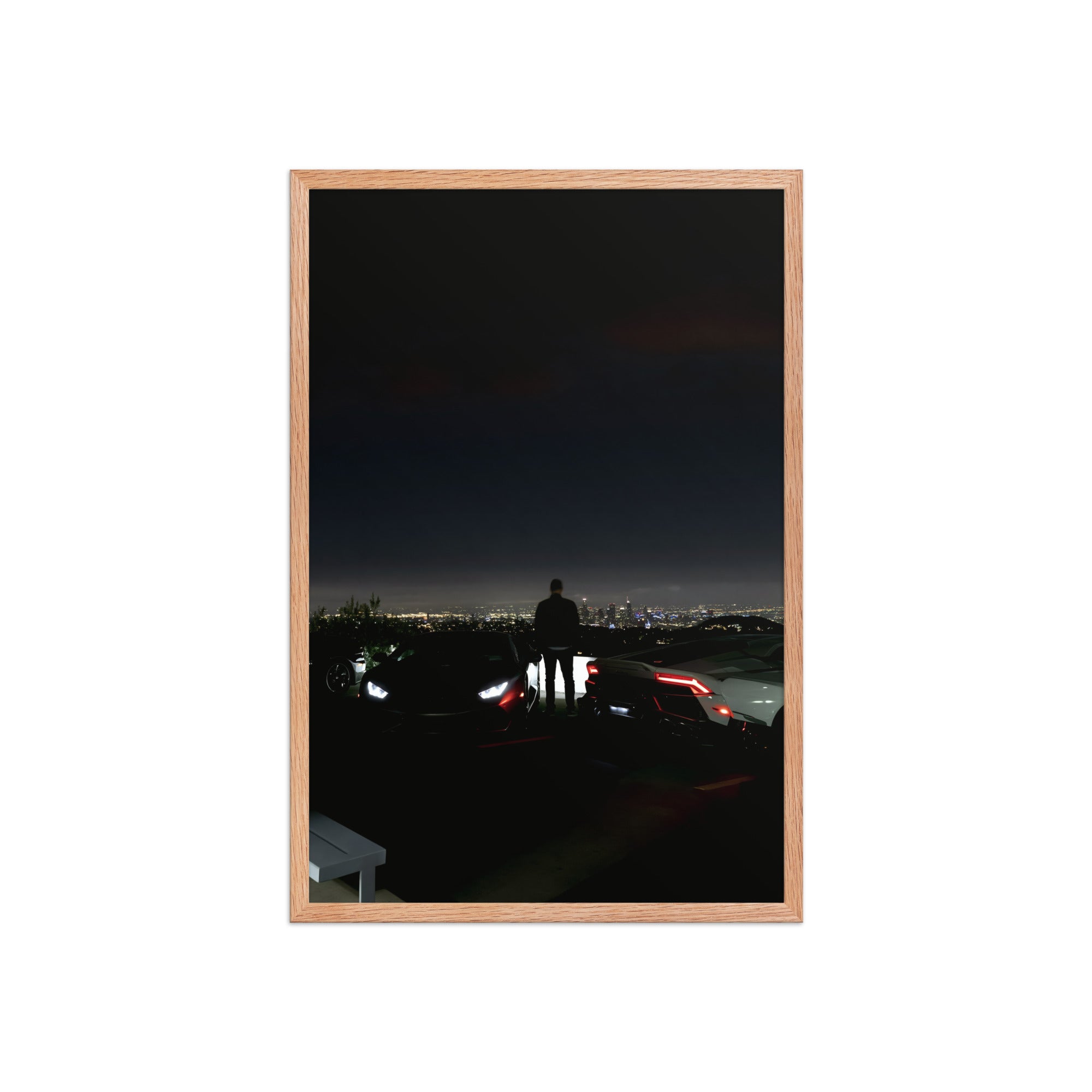 No. 00013 – The Skyline Vigil – framed print mockup in a calm modern interior.