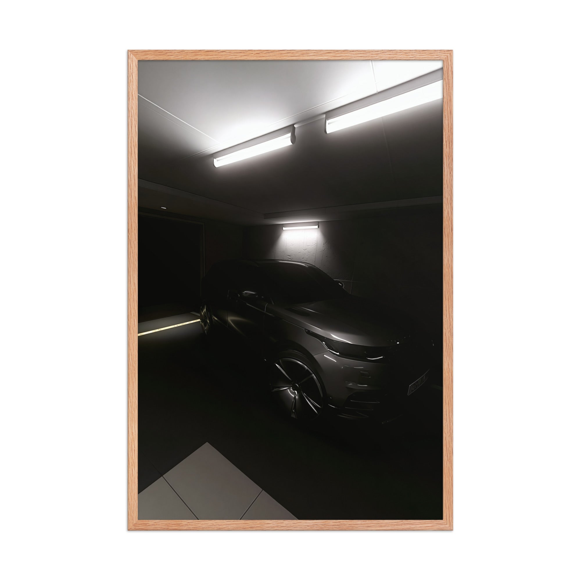 No. 00005 – Private Reserve Garage – framed print mockup in a calm modern interior.