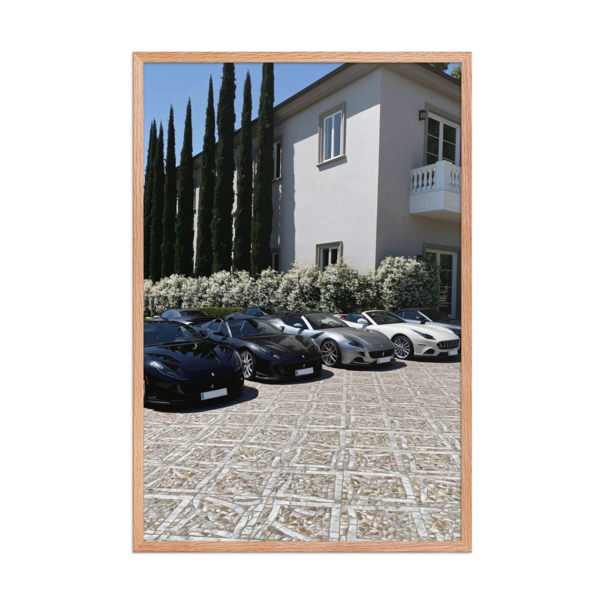 No. 00009 – The Estate Lineup – framed print mockup in a calm modern interior.