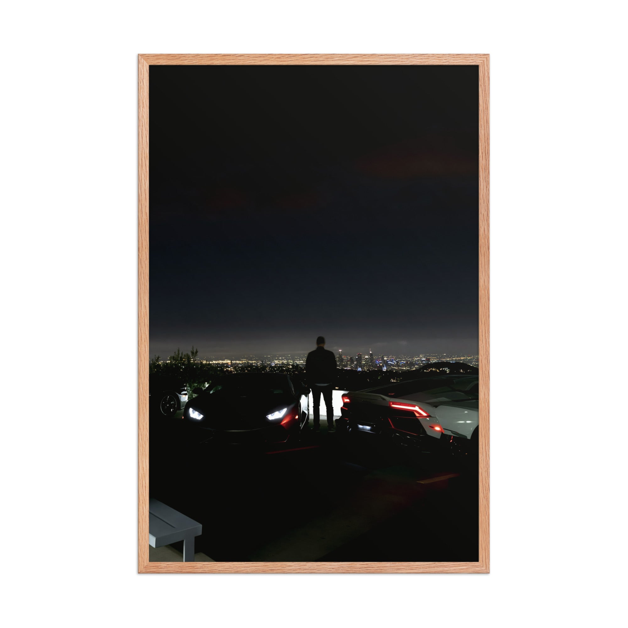 No. 00013 – The Skyline Vigil – framed print mockup in a calm modern interior.