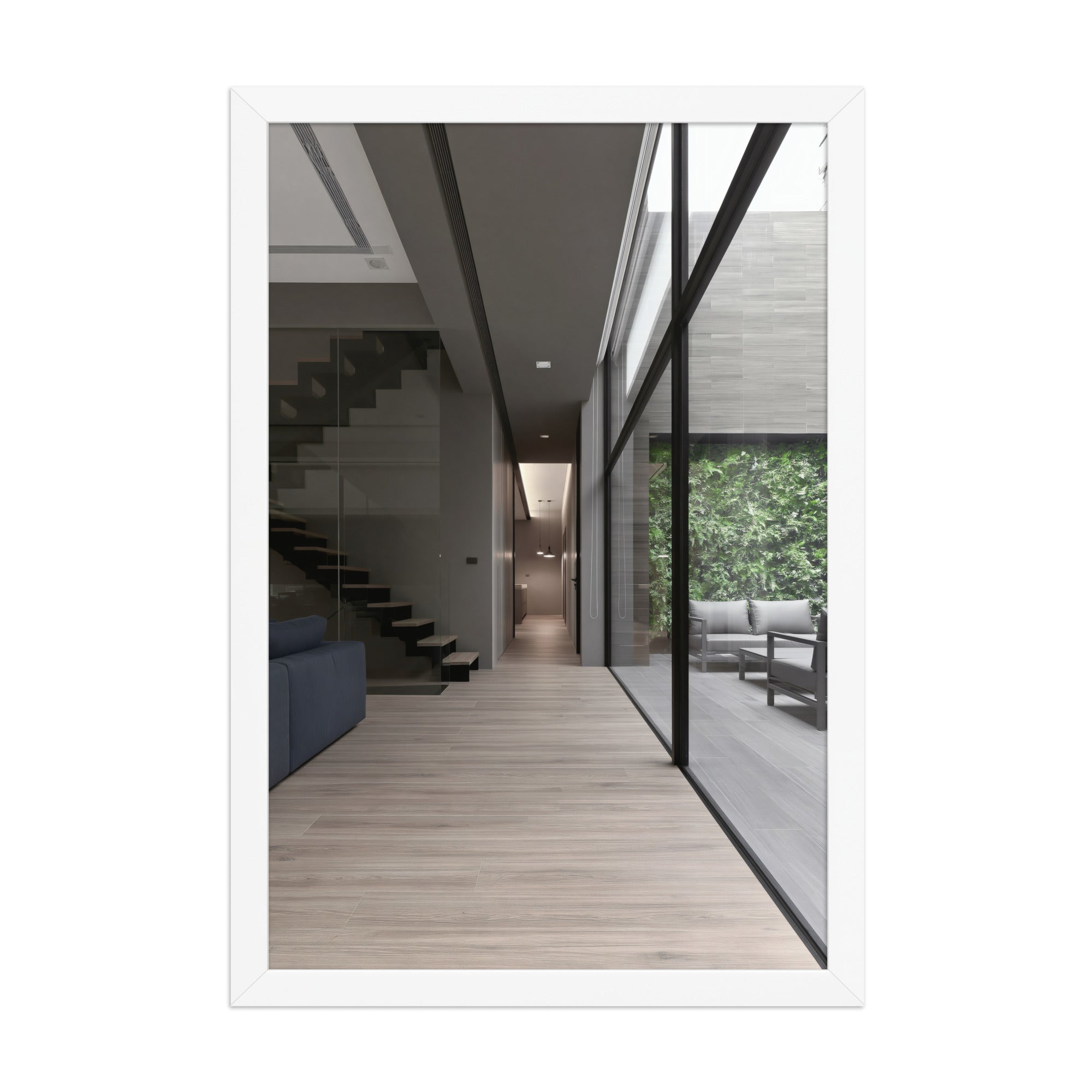 No. 00006 – The Ivy Court Passage – framed print mockup in a calm modern interior.