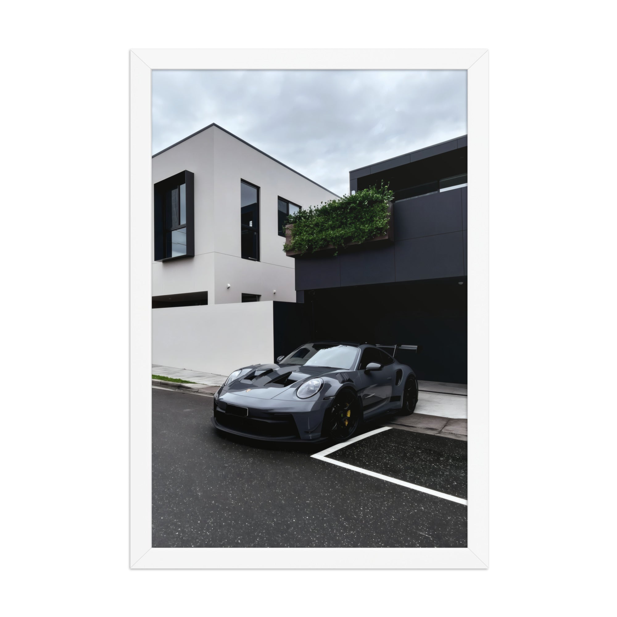 No. 00010 – The Grey Street Coupe – framed print mockup in a calm modern interior.