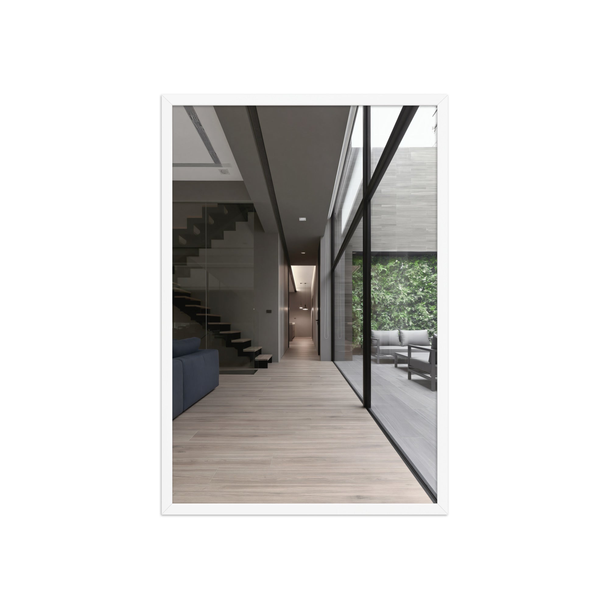 No. 00006 – The Ivy Court Passage – framed print mockup in a calm modern interior.