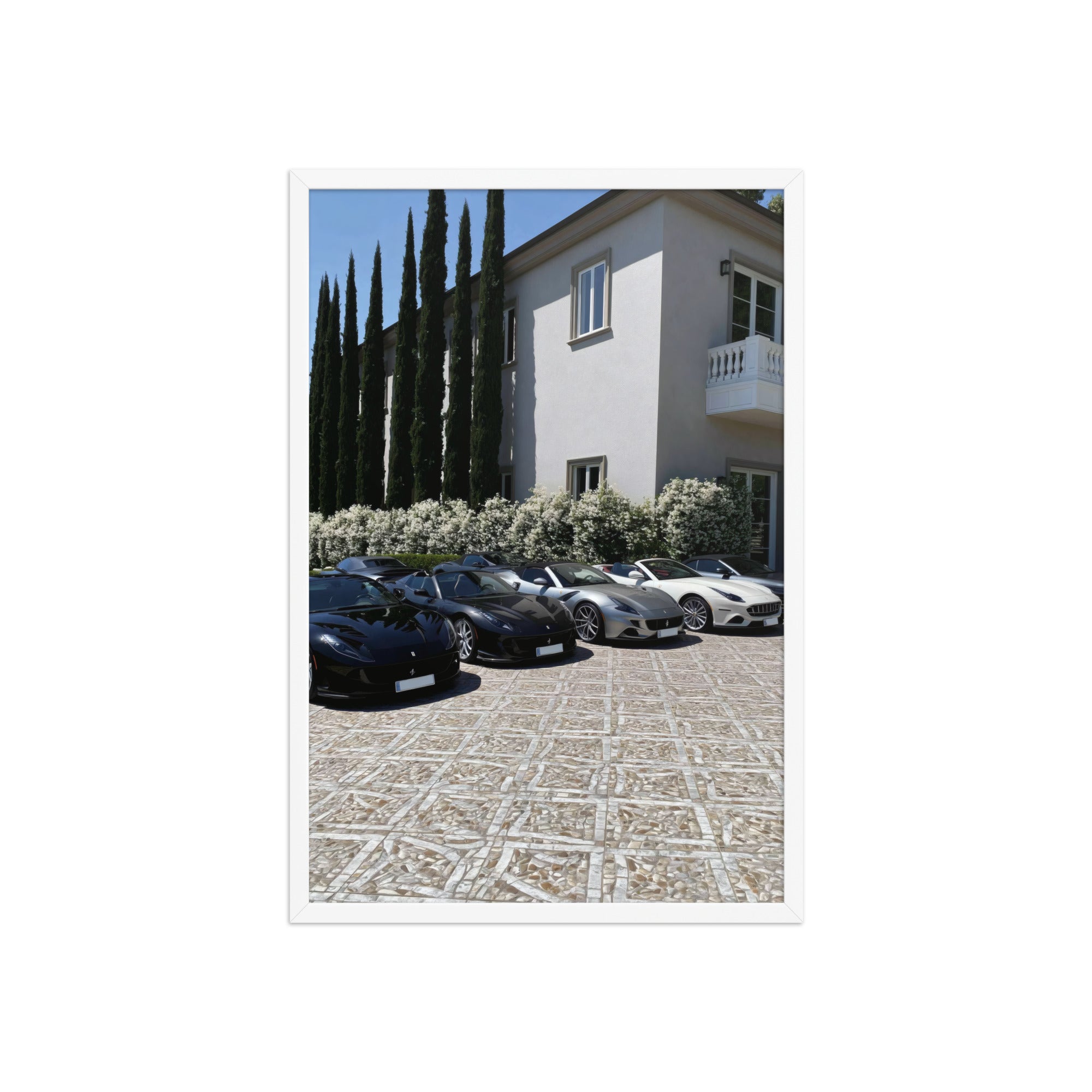 No. 00009 – The Estate Lineup – framed print mockup in a calm modern interior.
