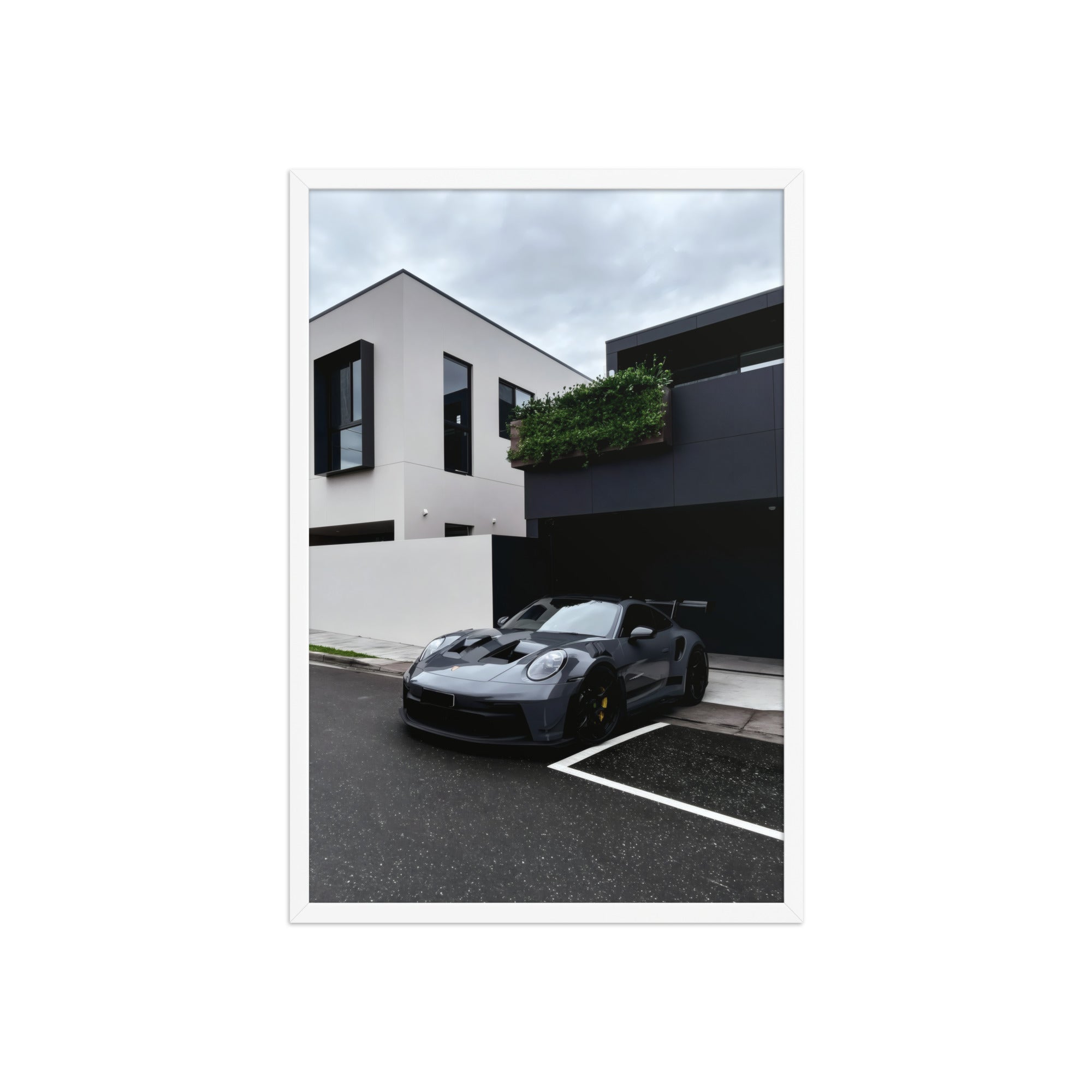 No. 00010 – The Grey Street Coupe – framed print mockup in a calm modern interior.
