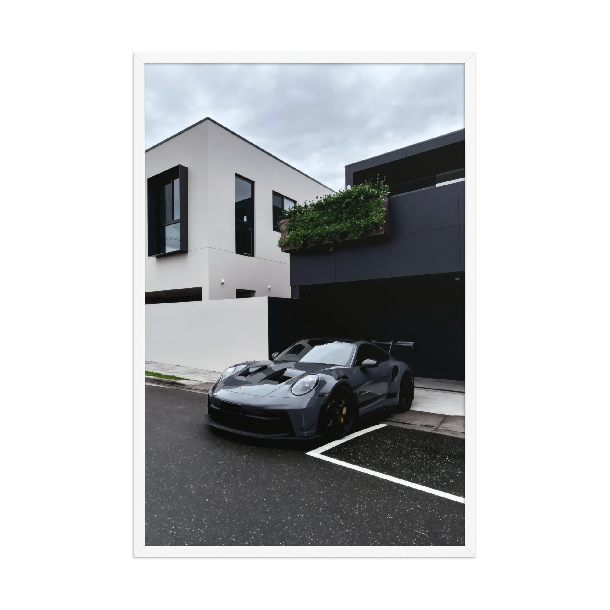 No. 00010 – The Grey Street Coupe – framed print mockup in a calm modern interior.