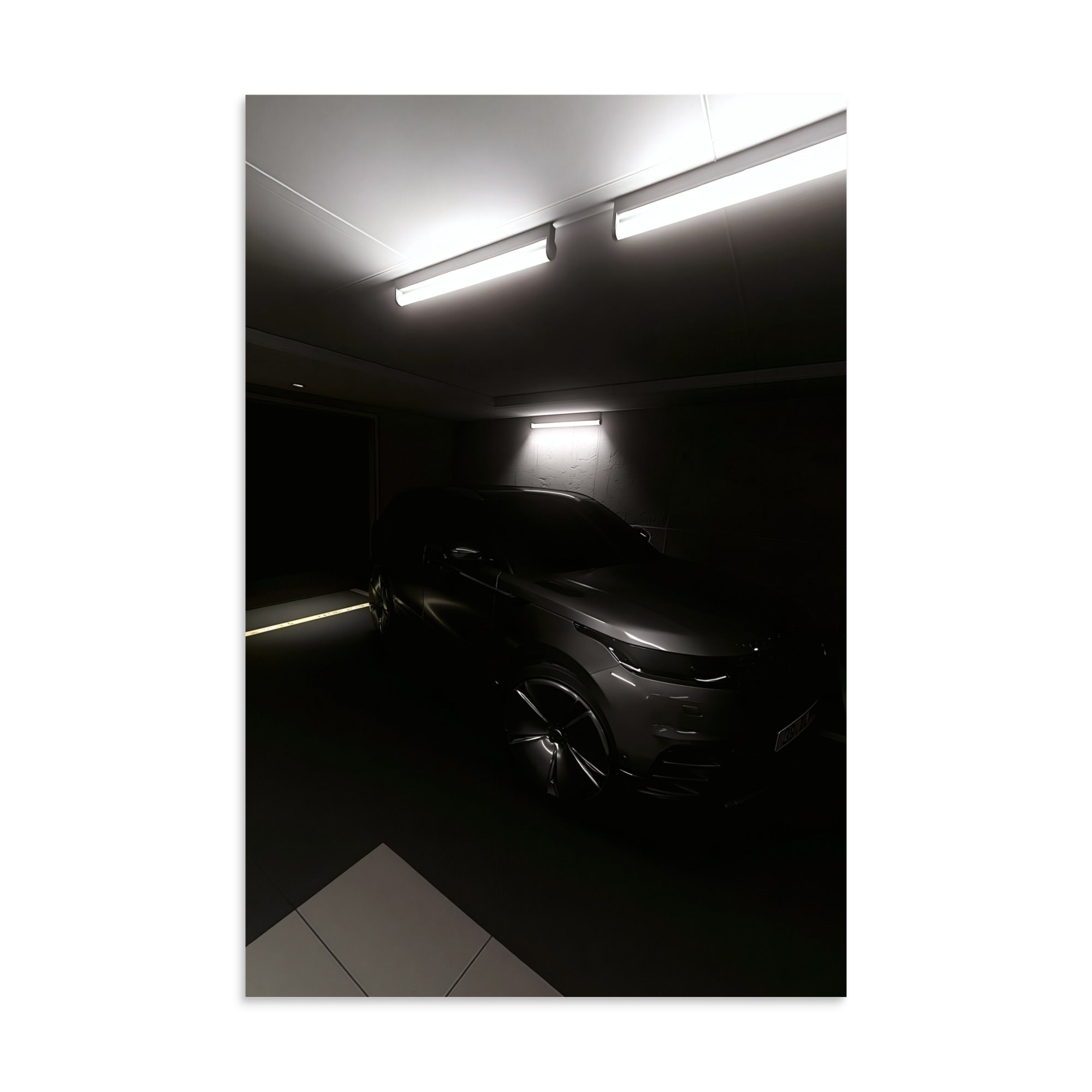 No. 00005 – Private Reserve Garage – poster print mockup on a neutral wall.
