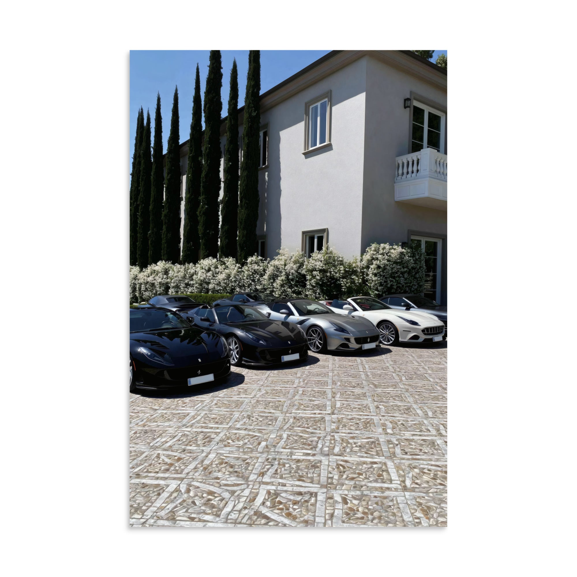No. 00009 – The Estate Lineup – poster print mockup on a neutral wall.