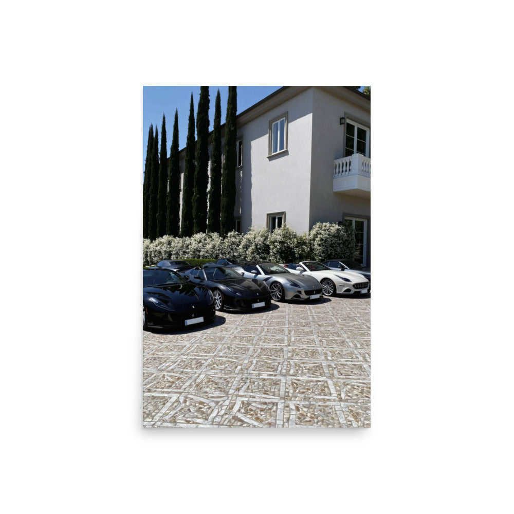 No. 00009 – The Estate Lineup – poster print mockup on a neutral wall.